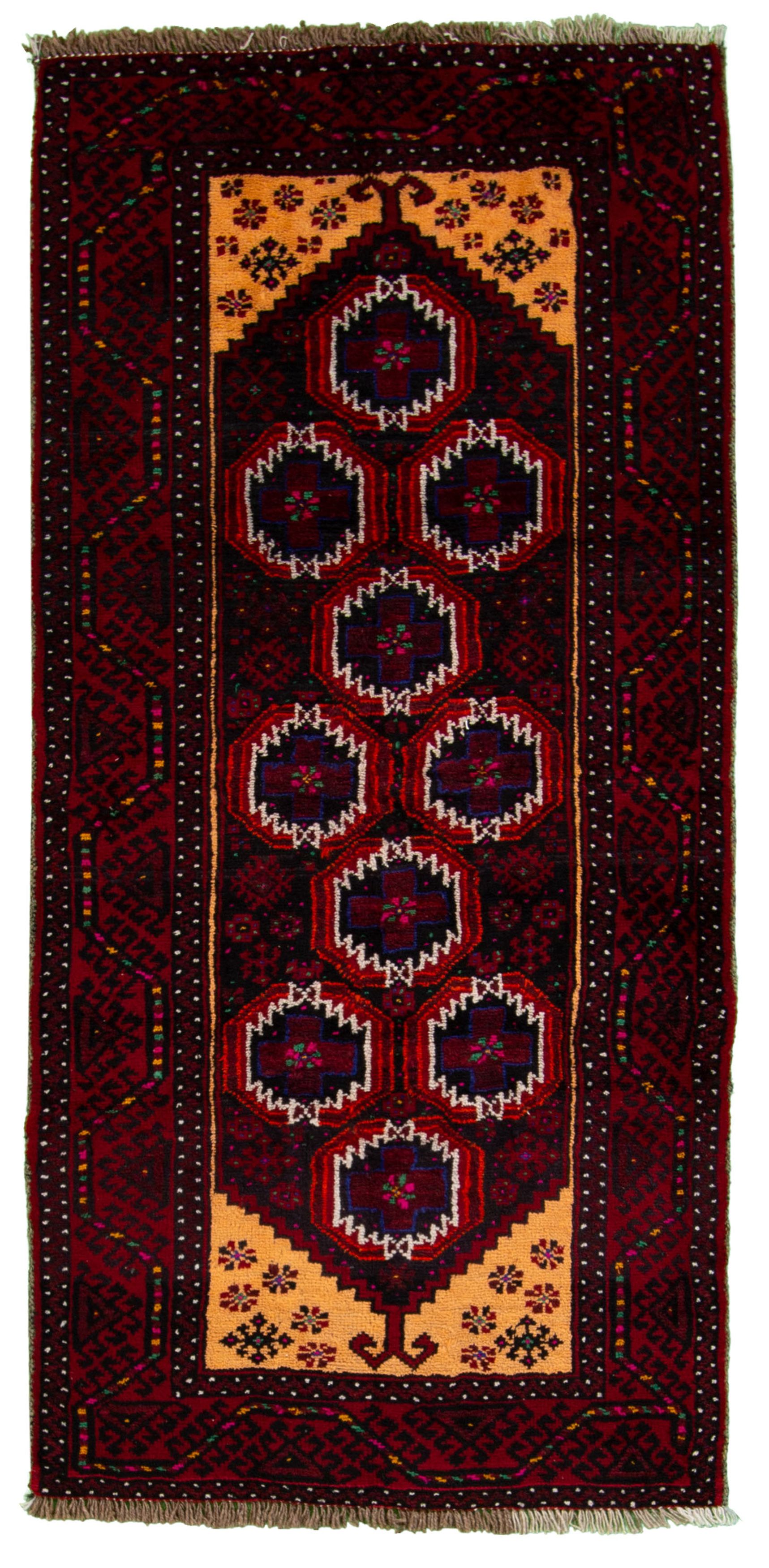 Hand-knotted Finest Baluch  Wool Rug 3'1" x 7'3" Size: 3'1" x 7'3"  