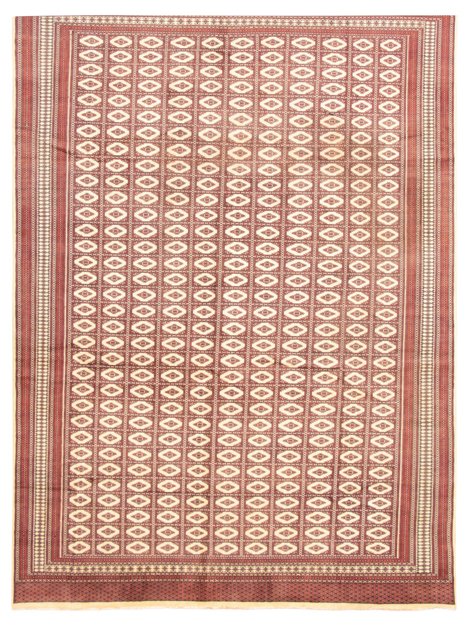 Hand-knotted Peshawar Bokhara Cream Wool Rug 8'11" x 12'8" Size: 8'11" x 12'8"  