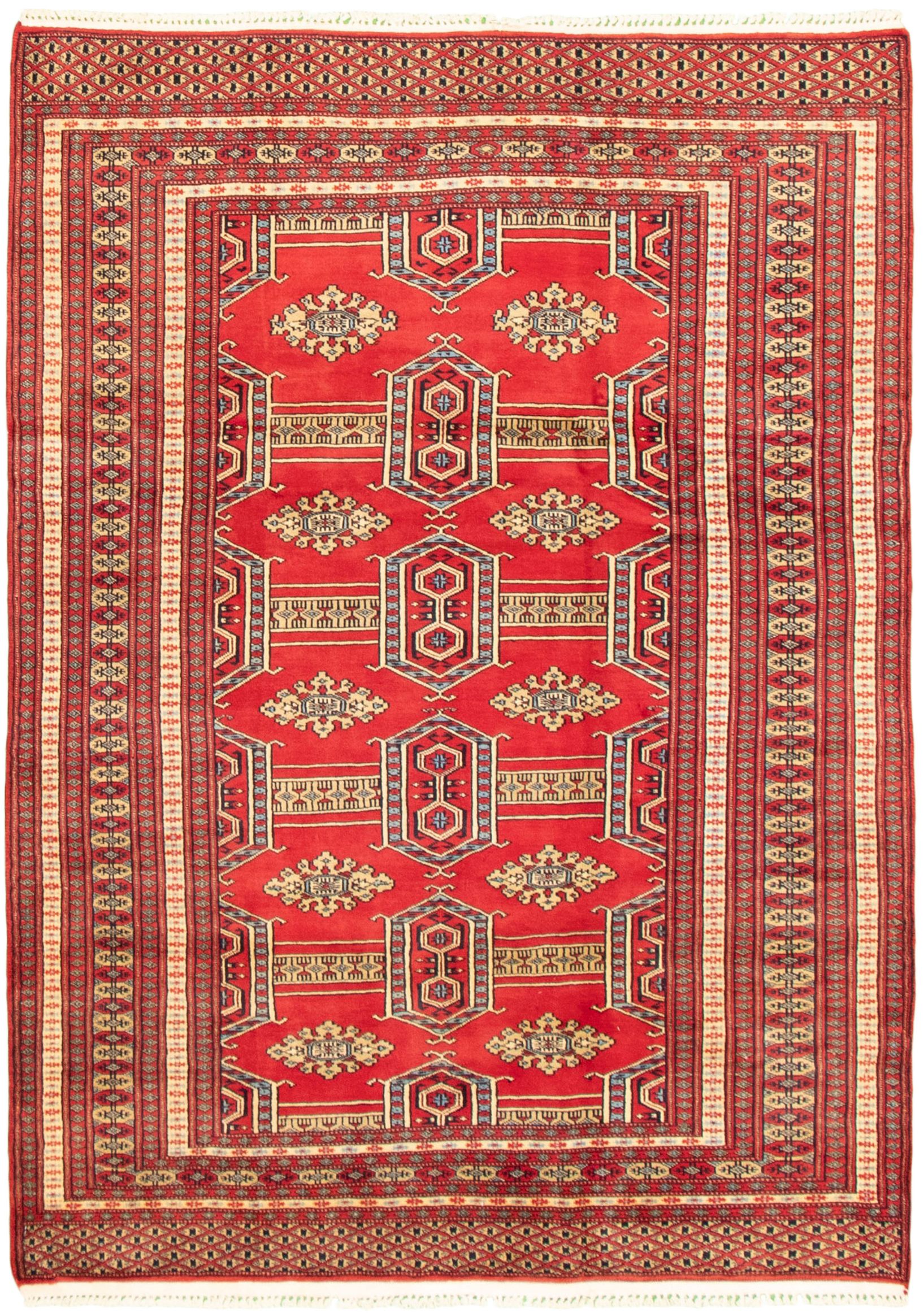Hand-knotted Peshawar Bokhara Red Wool Rug 4'0" x 5'8"  Size: 4'0" x 5'8"  