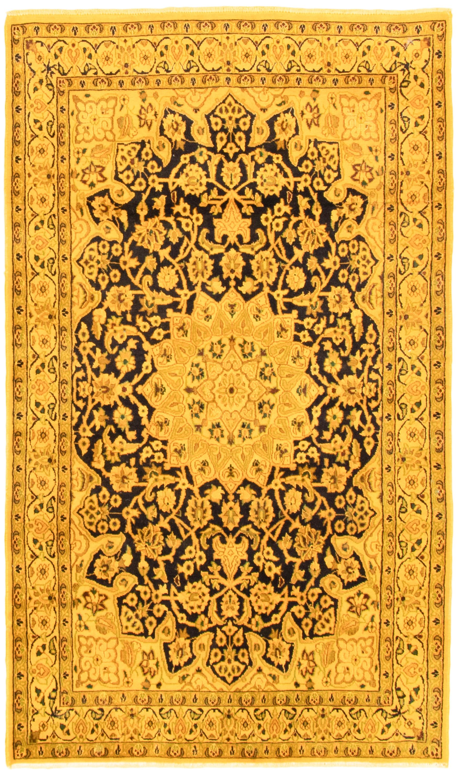 Hand-knotted Color Transition Dark Navy, Gold Wool Rug 3'8" x 6'5" Size: 3'8" x 6'5"  