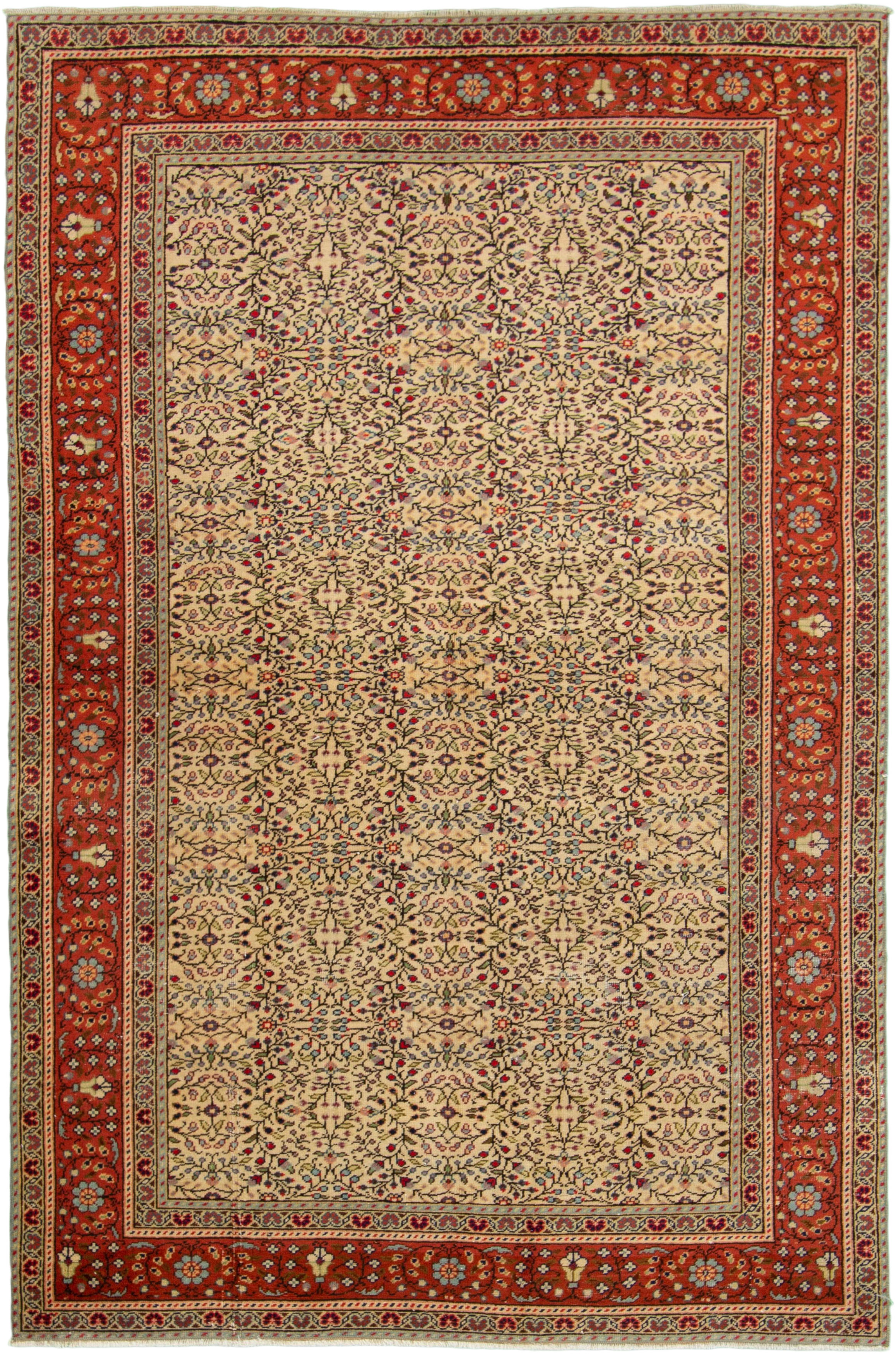 Hand-knotted Keisari Vintage Ivory, Red  Rug 4'7" x 7'1" Size: 4'7" x 7'1"  