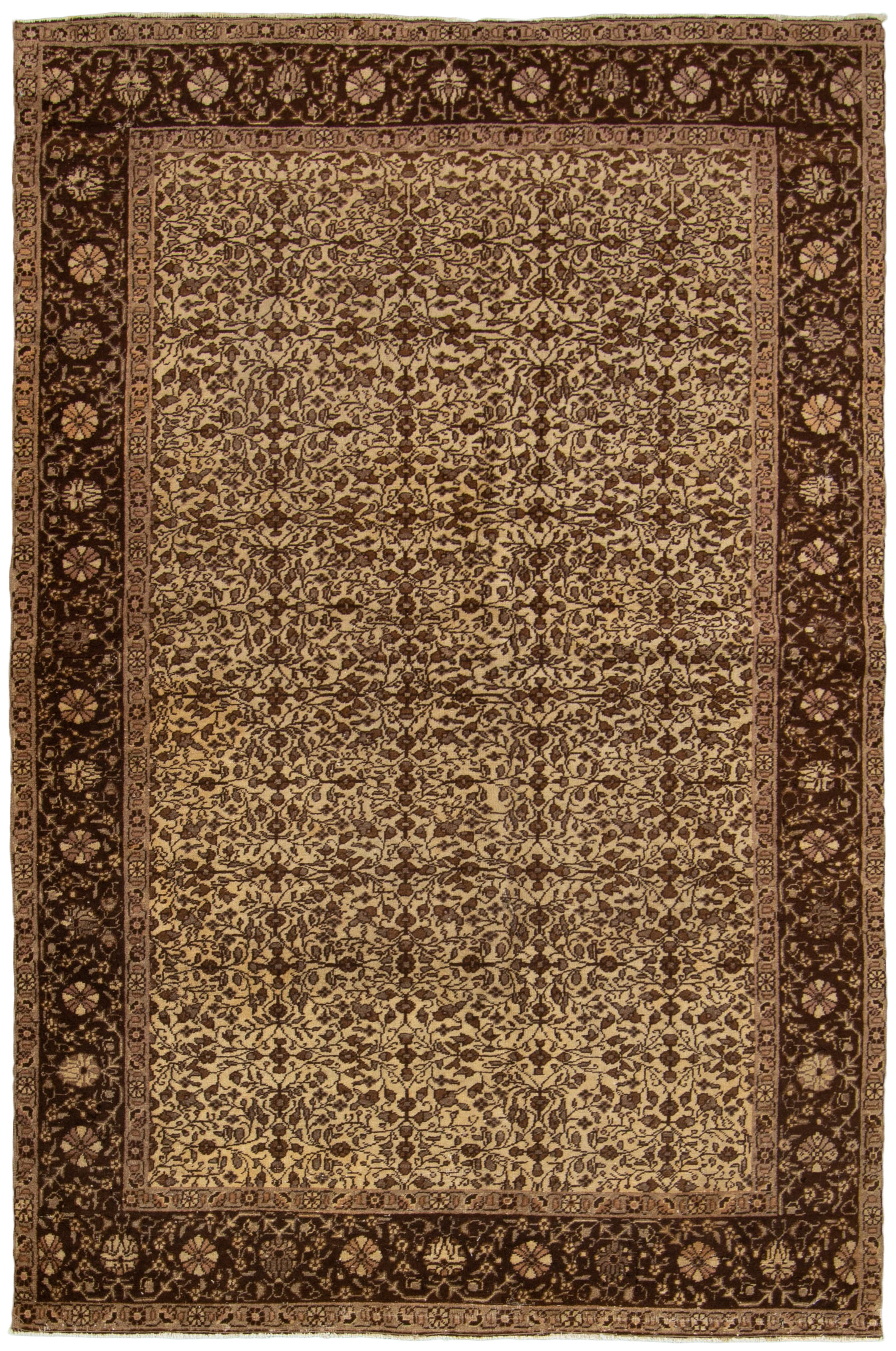 Hand-knotted Keisari Vintage Brown, Ivory  Rug 4'8" x 7'2" Size: 4'8" x 7'2"  