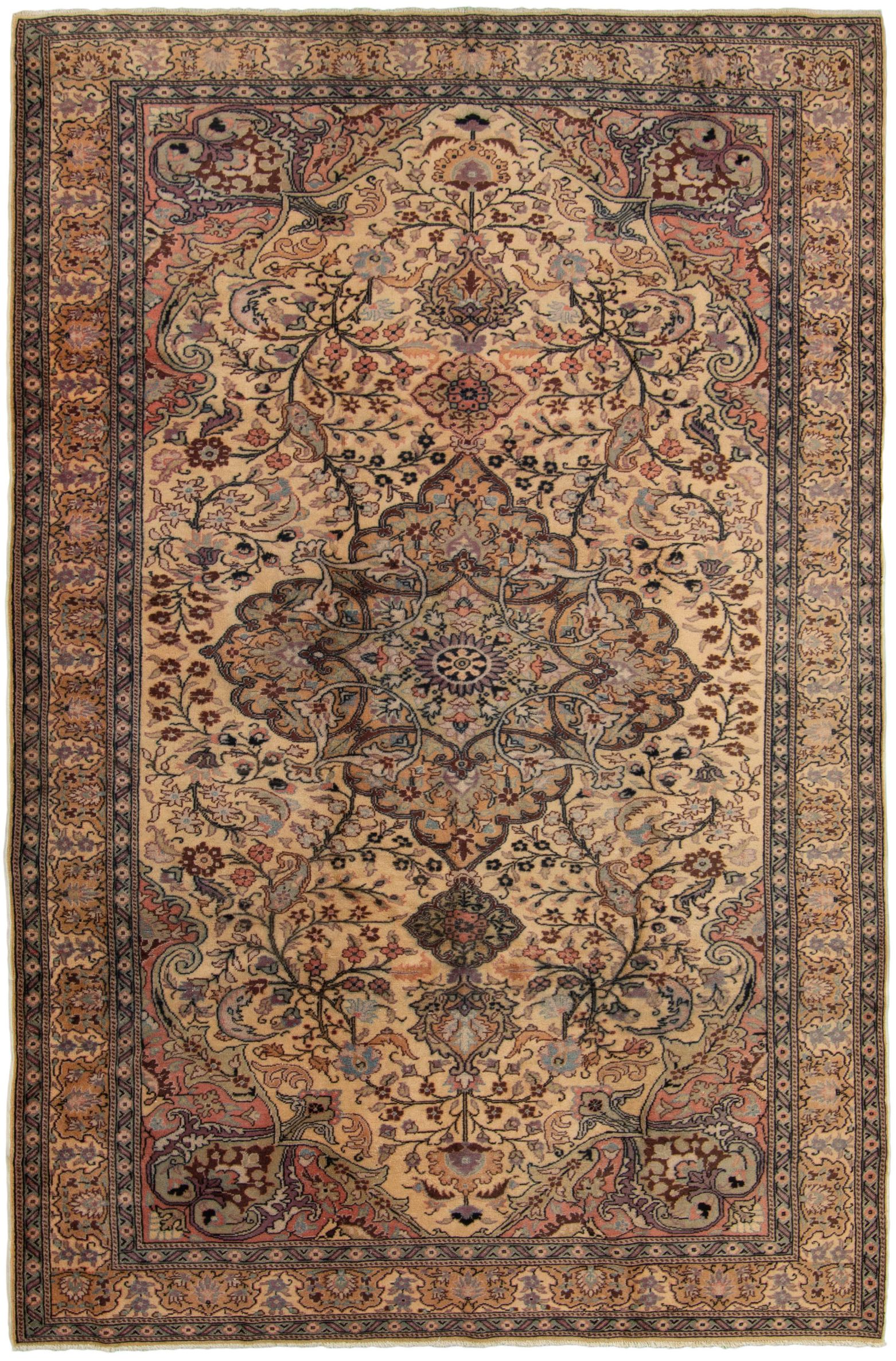 Hand-knotted Keisari Vintage Green, Ivory  Rug 6'8" x 10'0" Size: 6'8" x 10'0"  