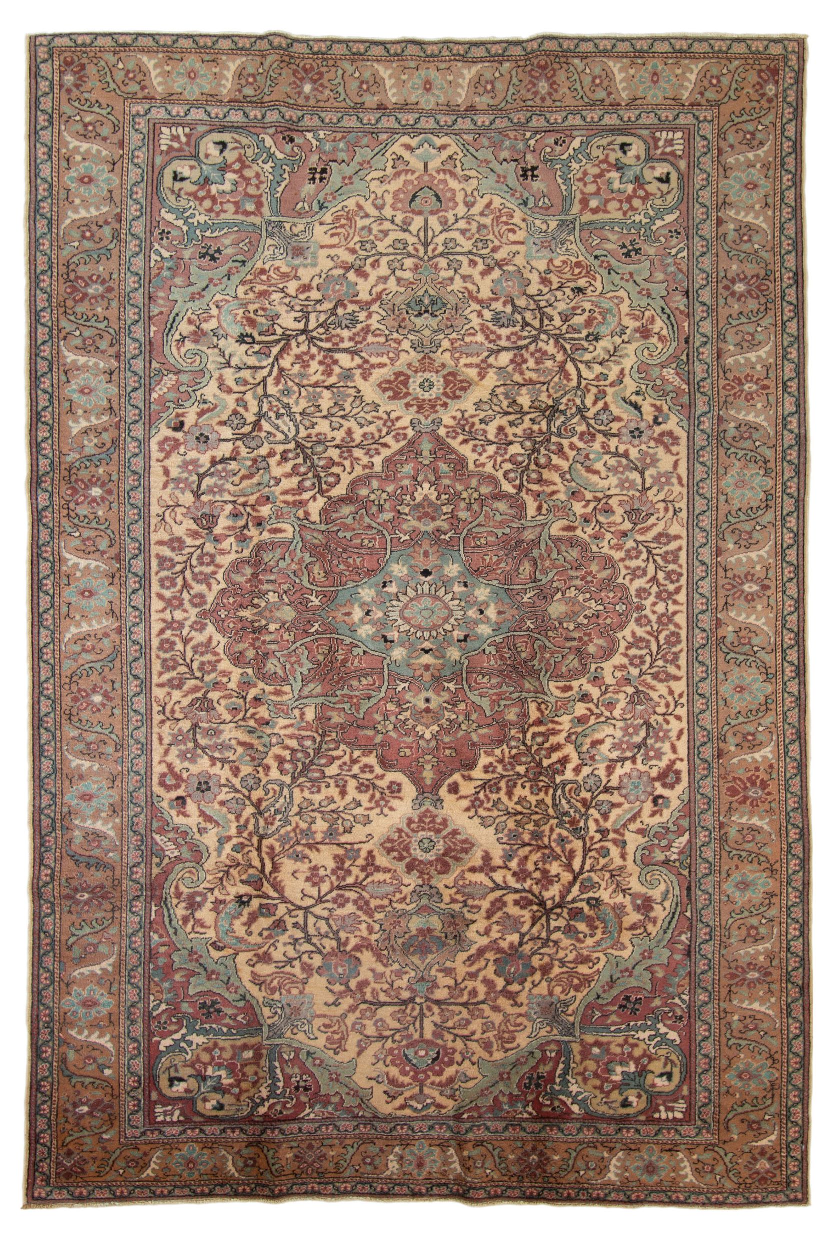 Hand-knotted Keisari Vintage Brown, Ivory  Rug 6'6" x 9'7" Size: 6'6" x 9'7"  