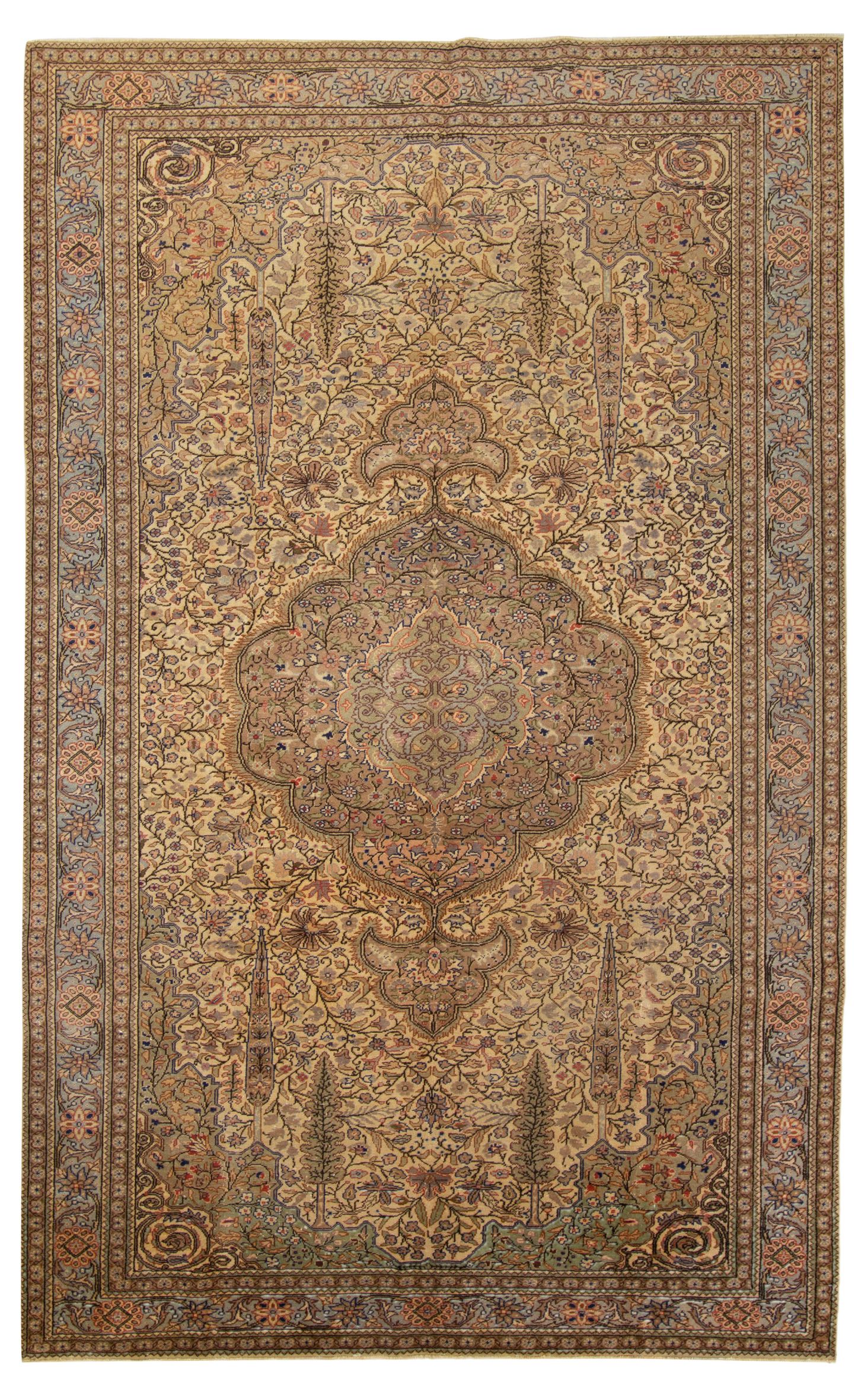 Hand-knotted Keisari Vintage Blue, Ivory  Rug 6'5" x 9'8" Size: 6'5" x 9'8"  