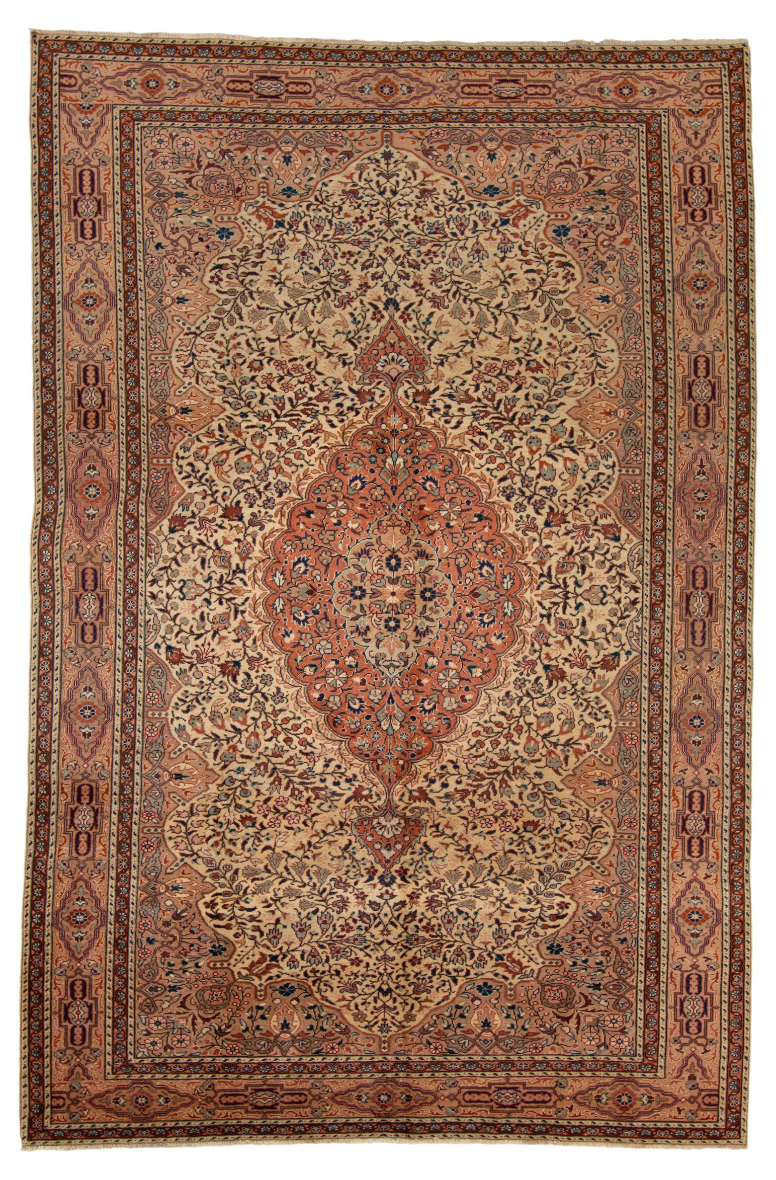 Hand-knotted Keisari Vintage Brown, Ivory  Rug 6'3" x 9'7" Size: 6'3" x 9'7"  
