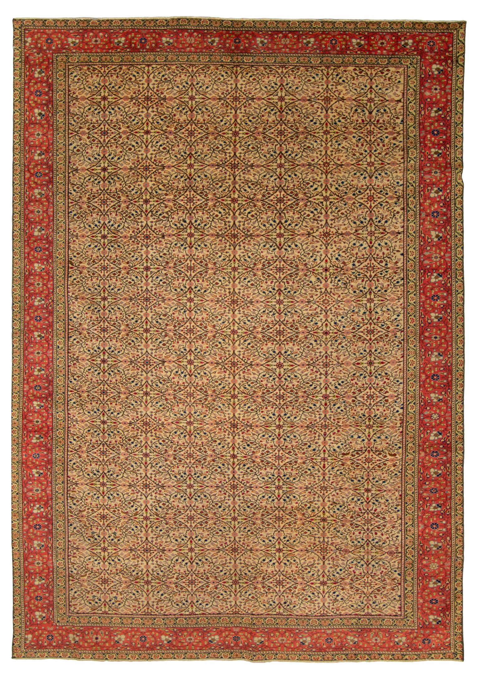 Hand-knotted Keisari Vintage Ivory, Red  Rug 6'5" x 9'4" Size: 6'5" x 9'4"  
