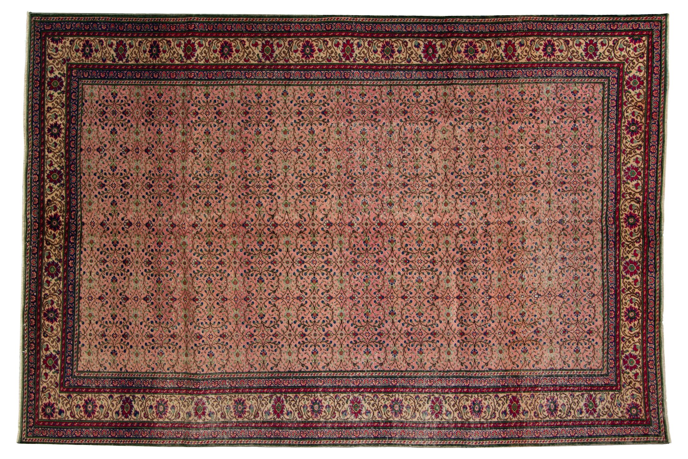Hand-knotted Keisari Vintage Ivory, Pink  Rug 6'9" x 9'5" Size: 6'9" x 9'5"  