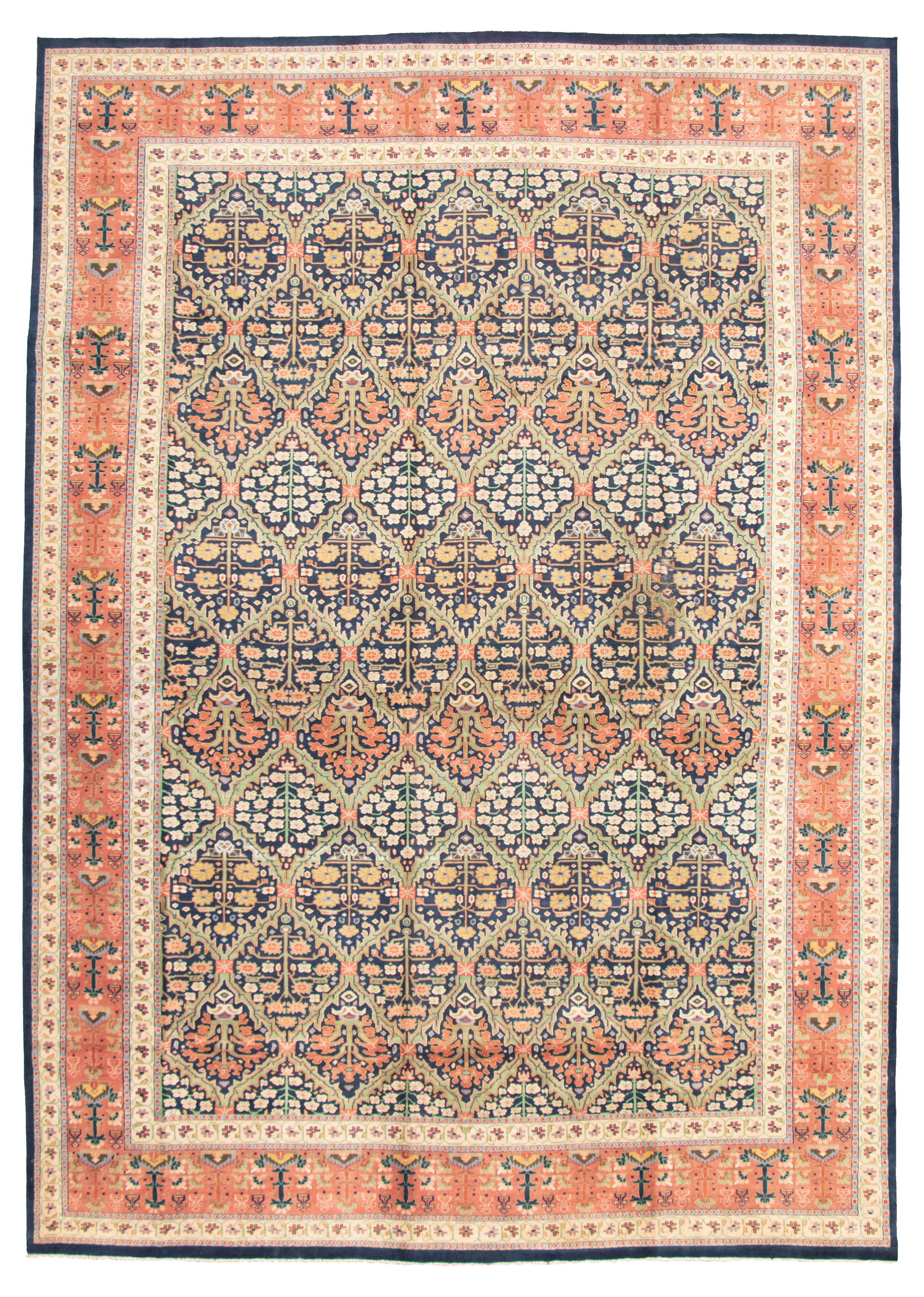 Hand-knotted Royal Mahal Dark Navy Wool Rug 10'2" x 14'4" Size: 10'2" x 14'4"  