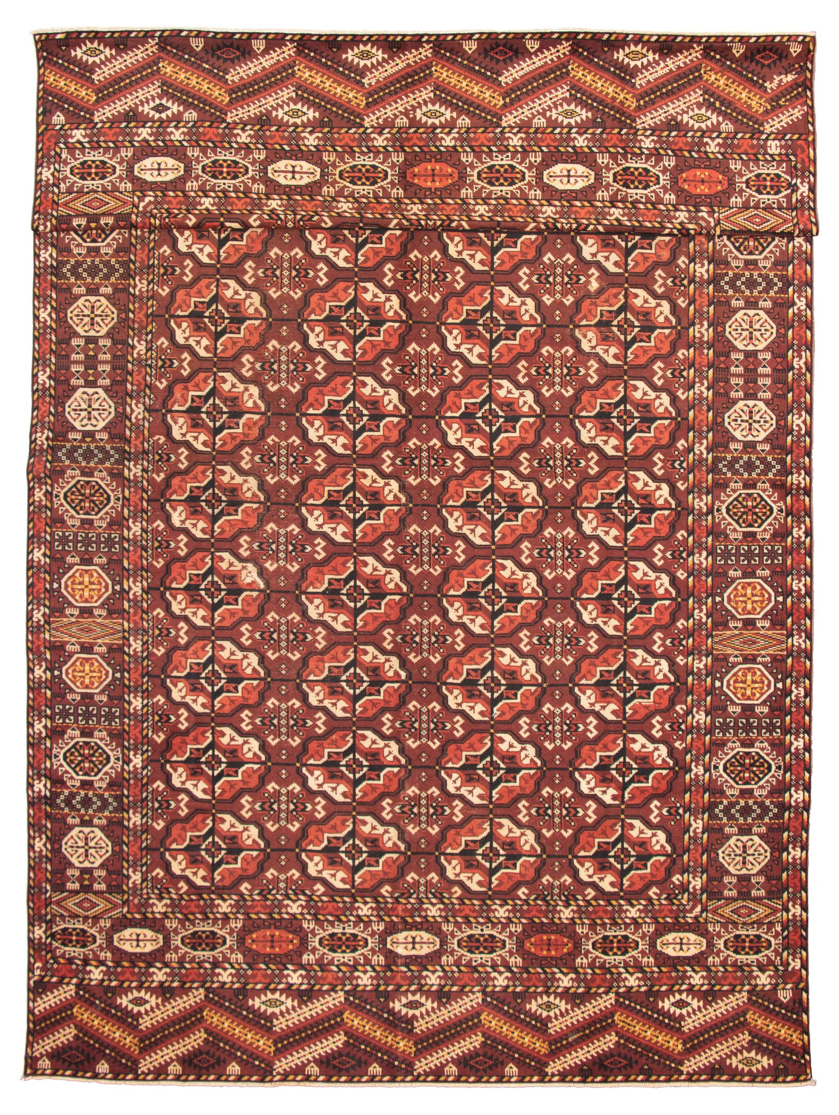 Hand-knotted Vintage Tribal Dark Red Wool Rug 9'11" x 18'7" Size: 9'11" x 18'7"  