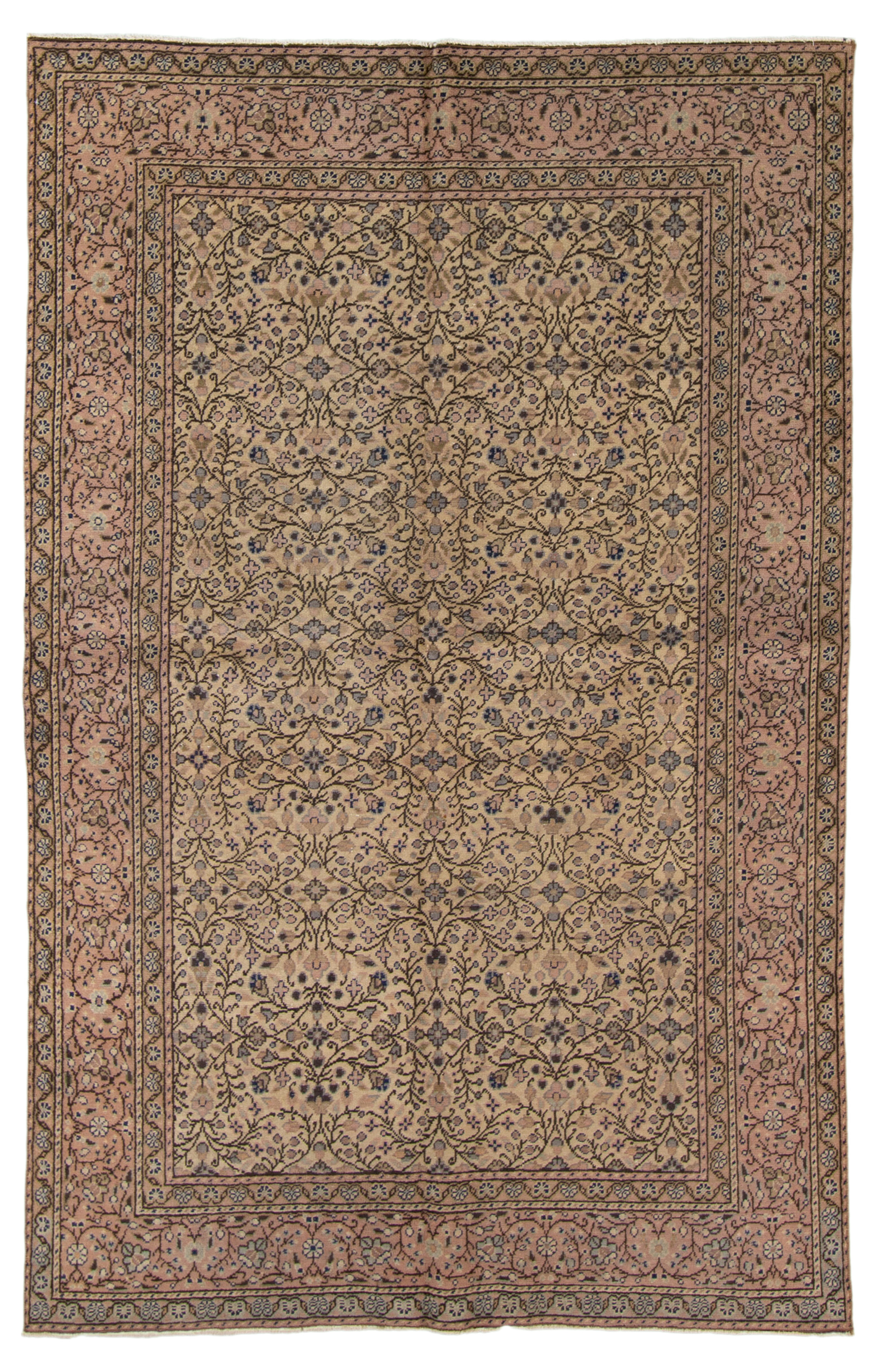 Hand-knotted Keisari Vintage Green, Ivory  Rug 4'8" x 7'2" Size: 4'8" x 7'2"  