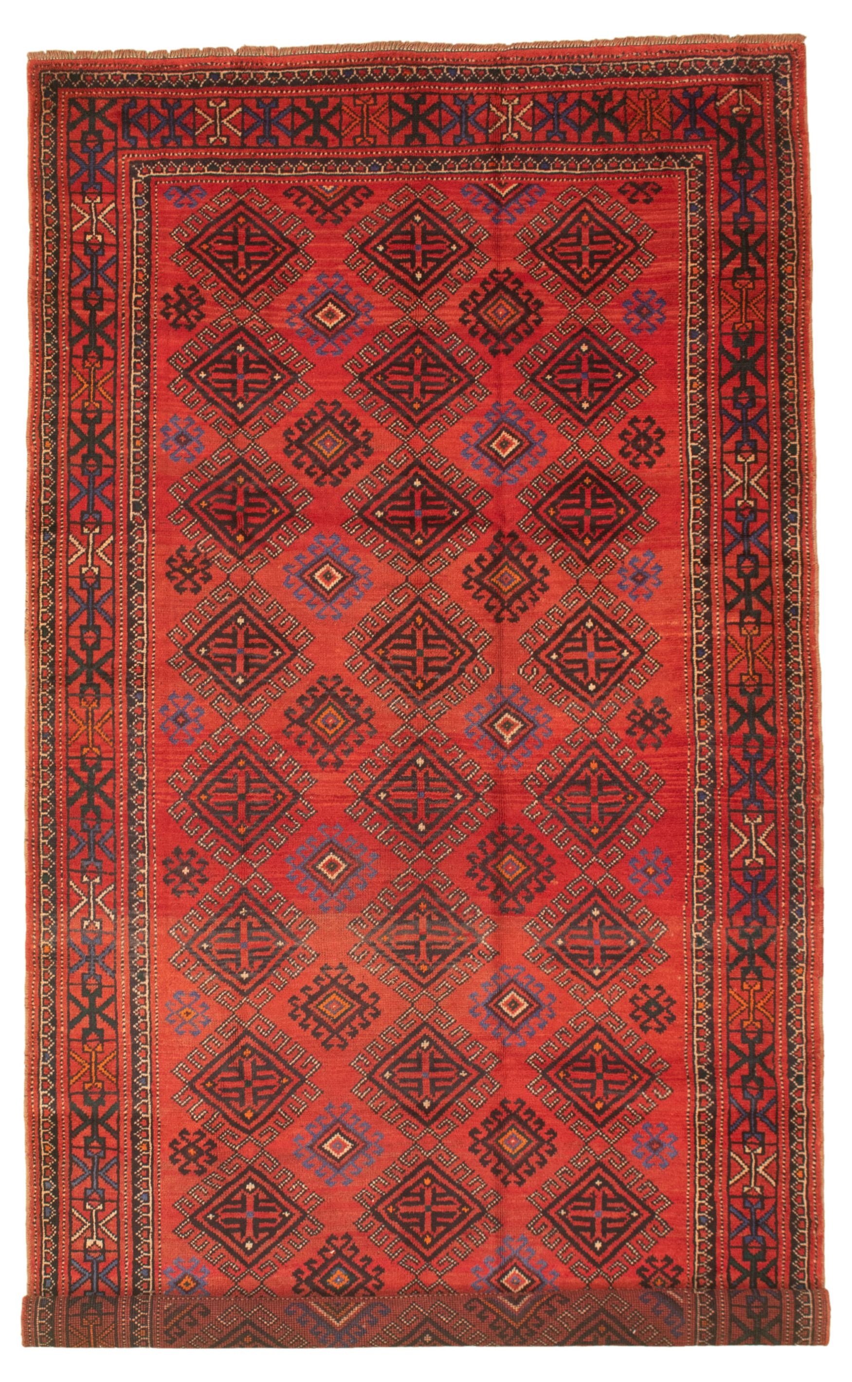 Hand-knotted Authentic Turkish Red Wool Rug 5'4" x 10'4" Size: 5'4" x 10'4"  