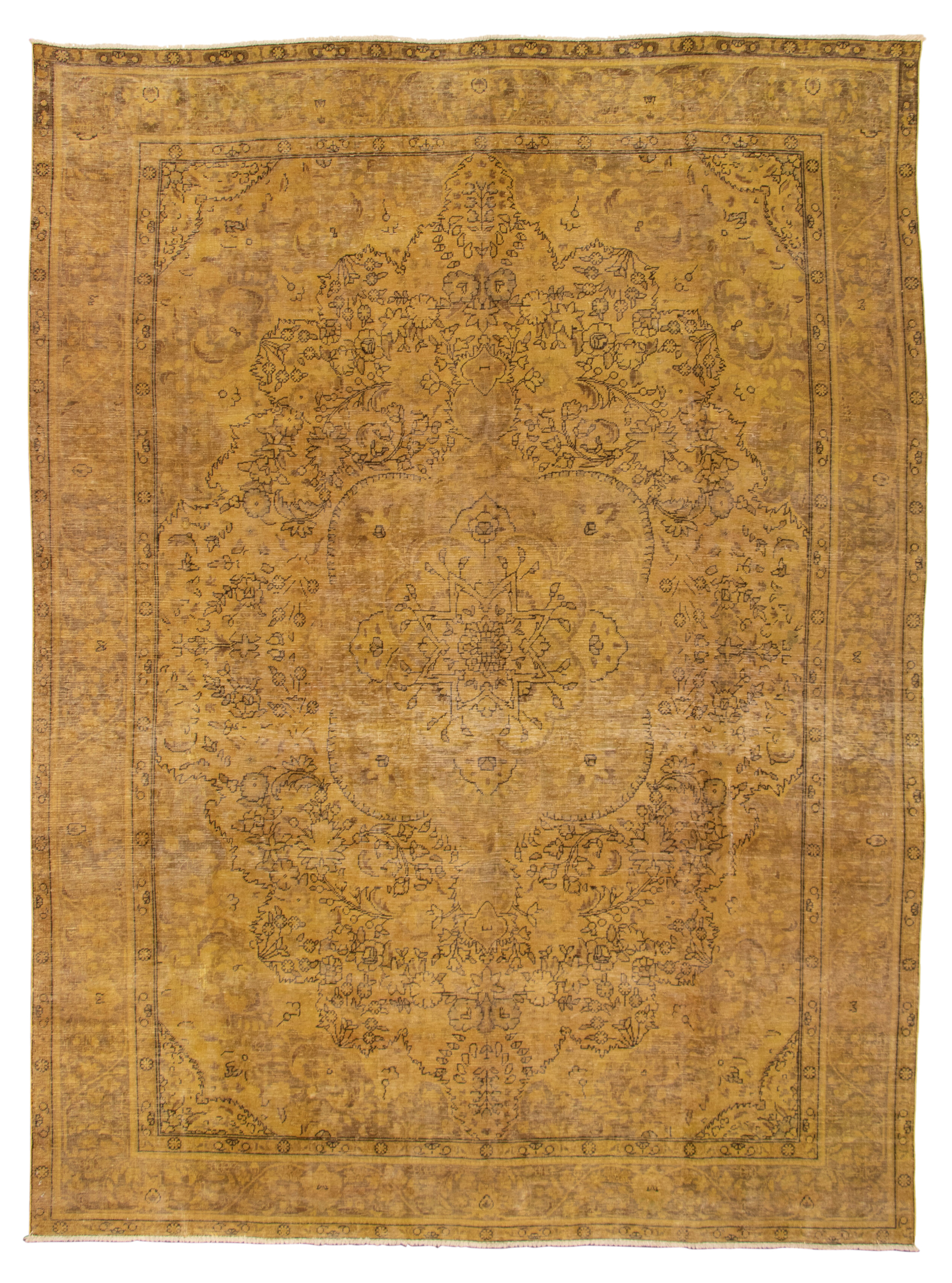 Hand-knotted Color Transition Light Gold Wool Rug 9'8" x 12'10" Size: 9'8" x 12'10"  