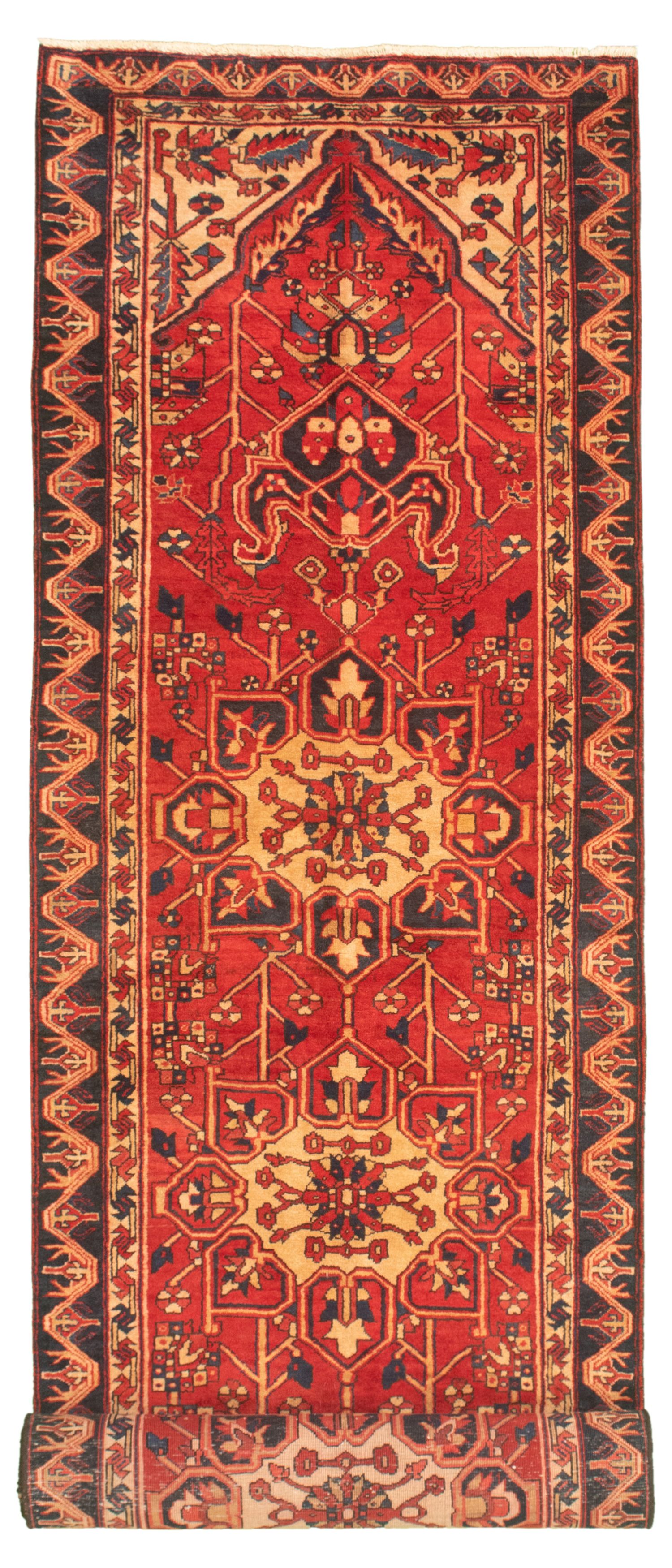 Hand-knotted Authentic Turkish Red Wool Rug 3'7" x 14'10" Size: 3'7" x 14'10"  