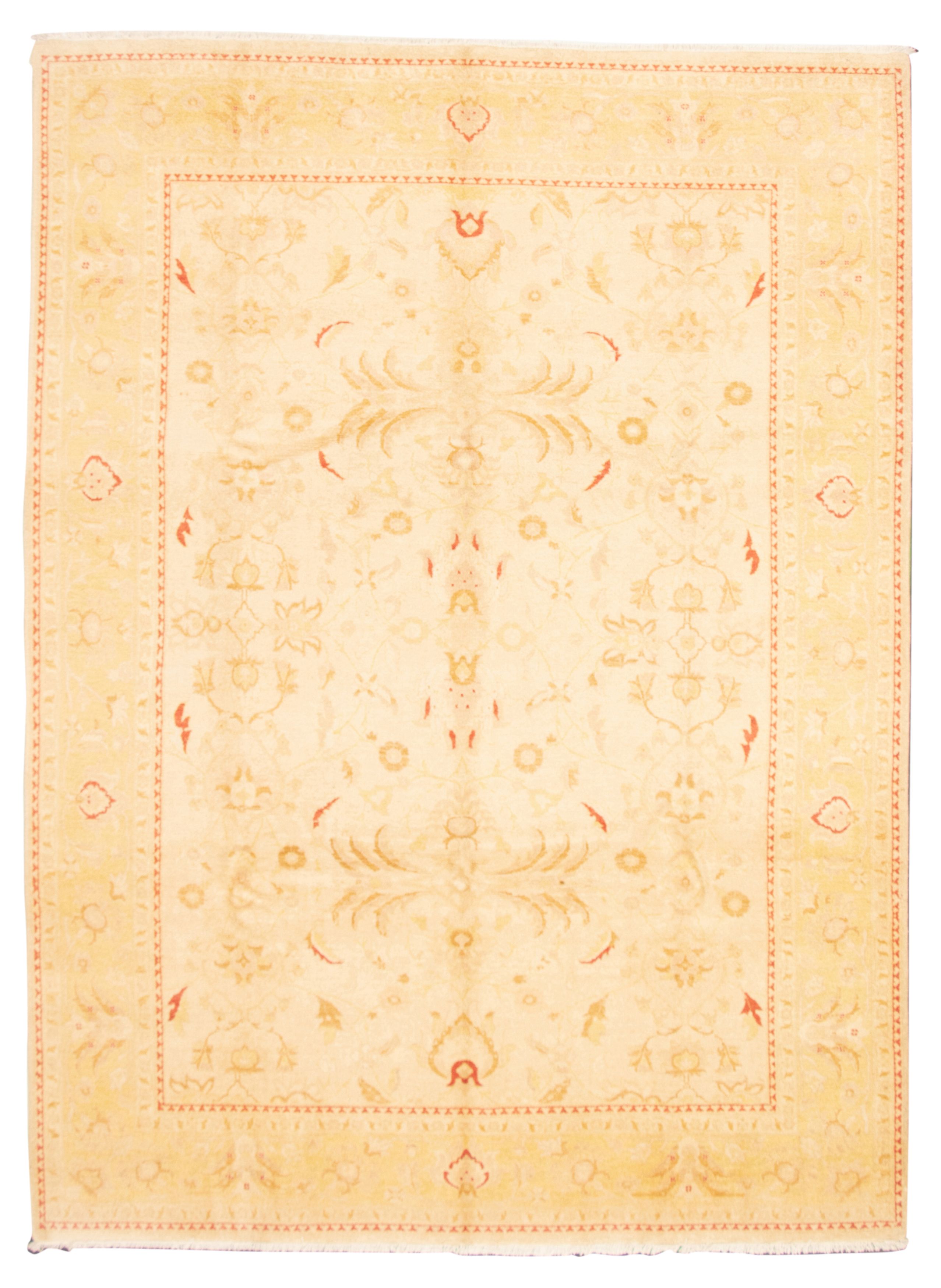 Hand-knotted Peshawar Ziegler Ivory Wool Rug 9'1" x 12'2" Size: 9'1" x 12'2"  