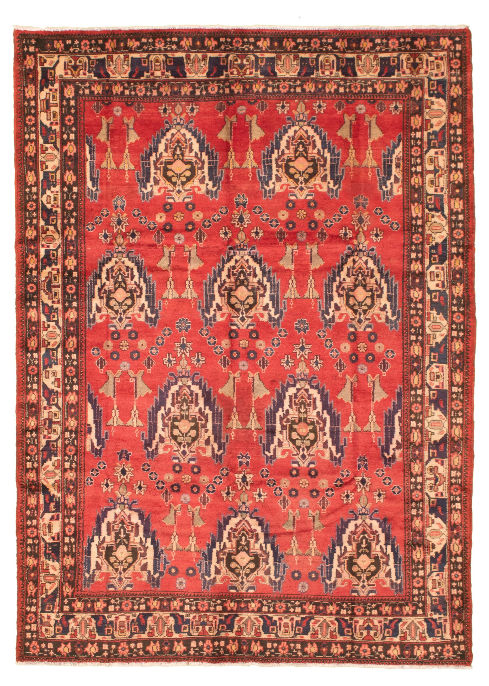 Hand-knotted Authentic Turkish Red Wool Rug 6'6" x 9'0" Size: 6'6" x 9'0"  