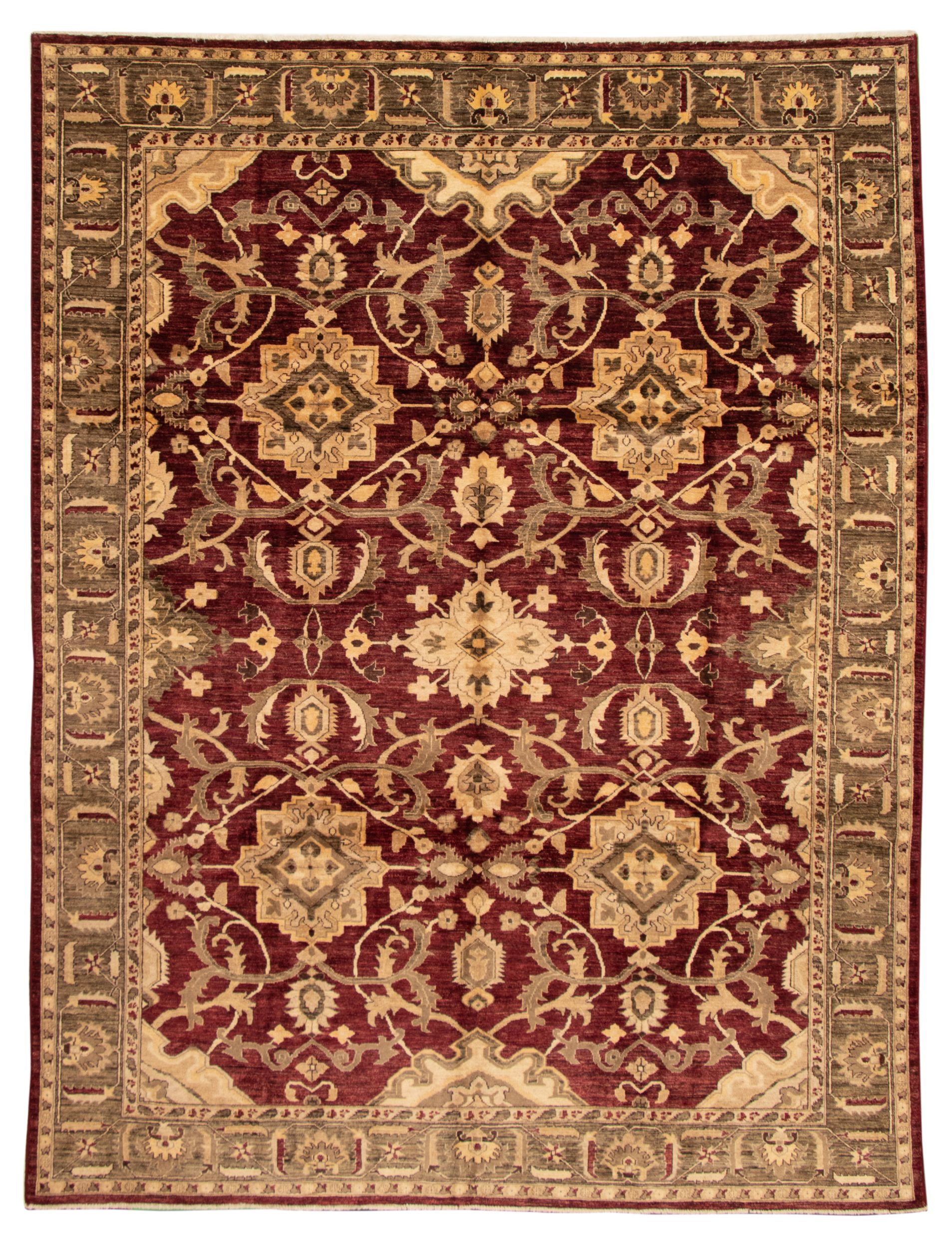 Hand-knotted Chobi Finest Burgundy Wool Rug 9'0" x 11'10" Size: 9'0" x 11'10"  