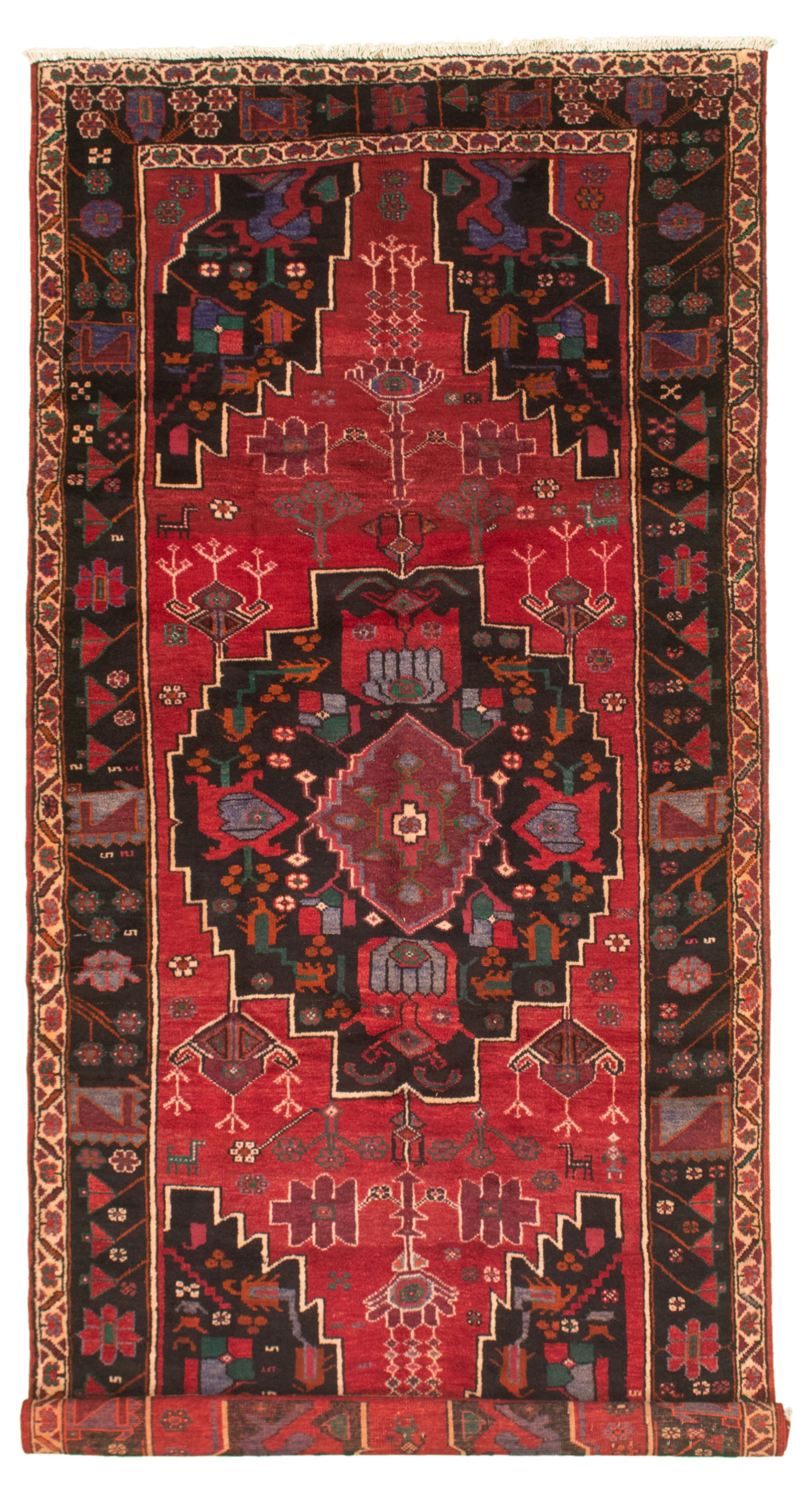 Hand-knotted Authentic Turkish Red Wool Rug 4'9" x 10'4" Size: 4'9" x 10'4"  