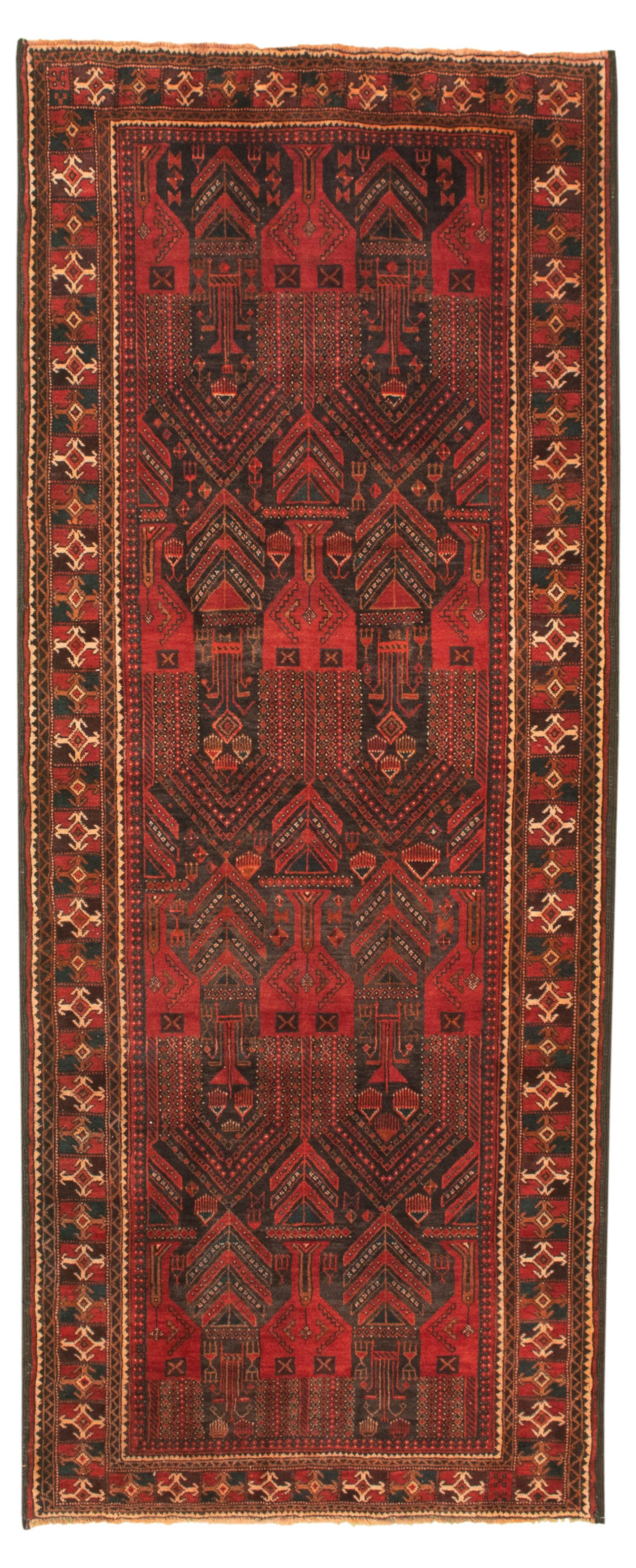 Hand-knotted Authentic Turkish Red Wool Rug 3'9" x 9'8" Size: 3'9" x 9'8"  