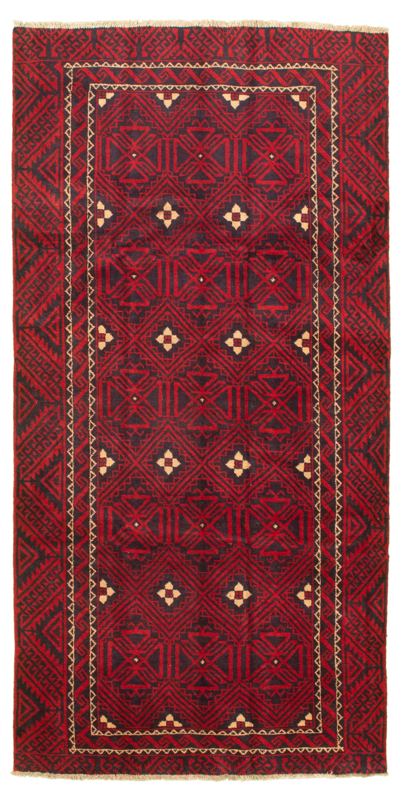 Hand-knotted Authentic Turkish Red Wool Rug 4'9" x 9'6" Size: 4'9" x 9'6"  