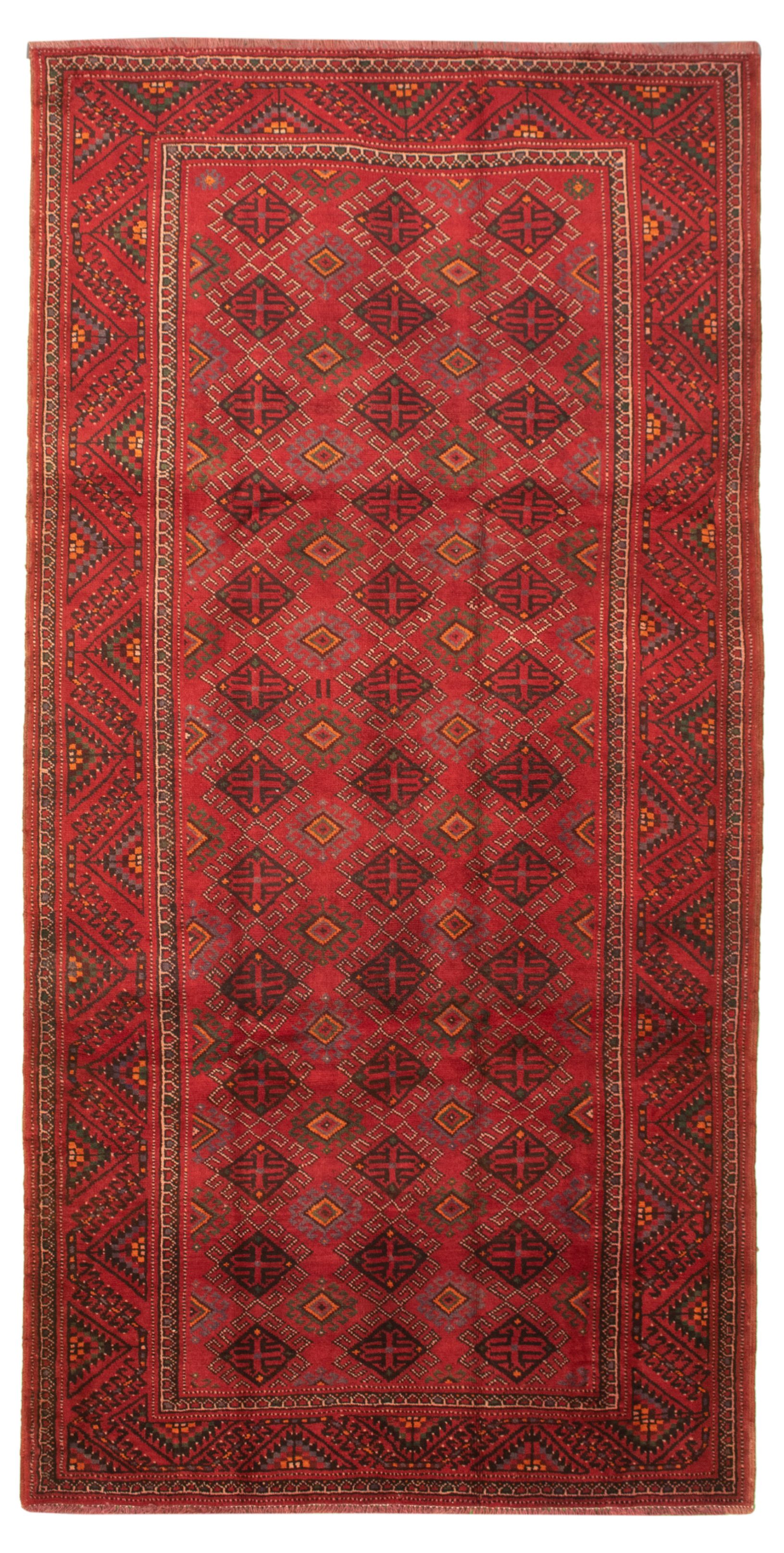 Hand-knotted Authentic Turkish Red Wool Rug 5'2" x 10'4" Size: 5'2" x 10'4"  