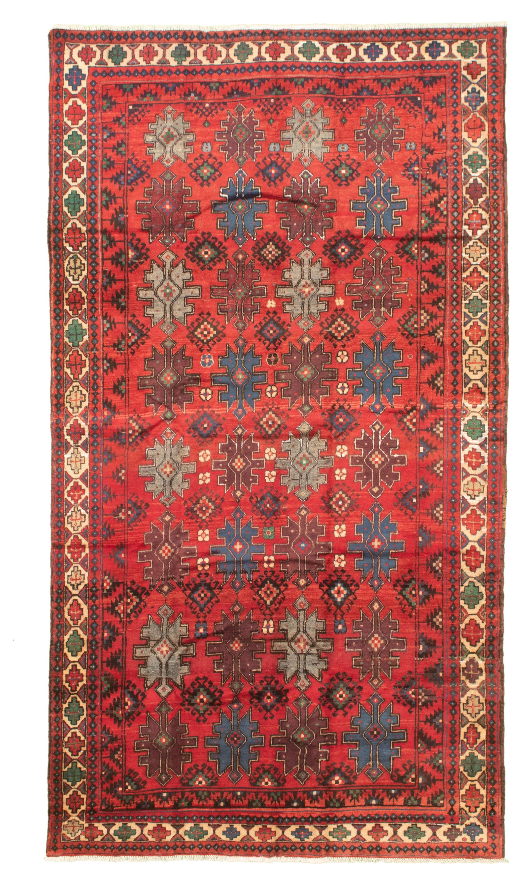 Hand-knotted Authentic Turkish Red Wool Rug 5'2" x 9'4" Size: 5'2" x 9'4"  