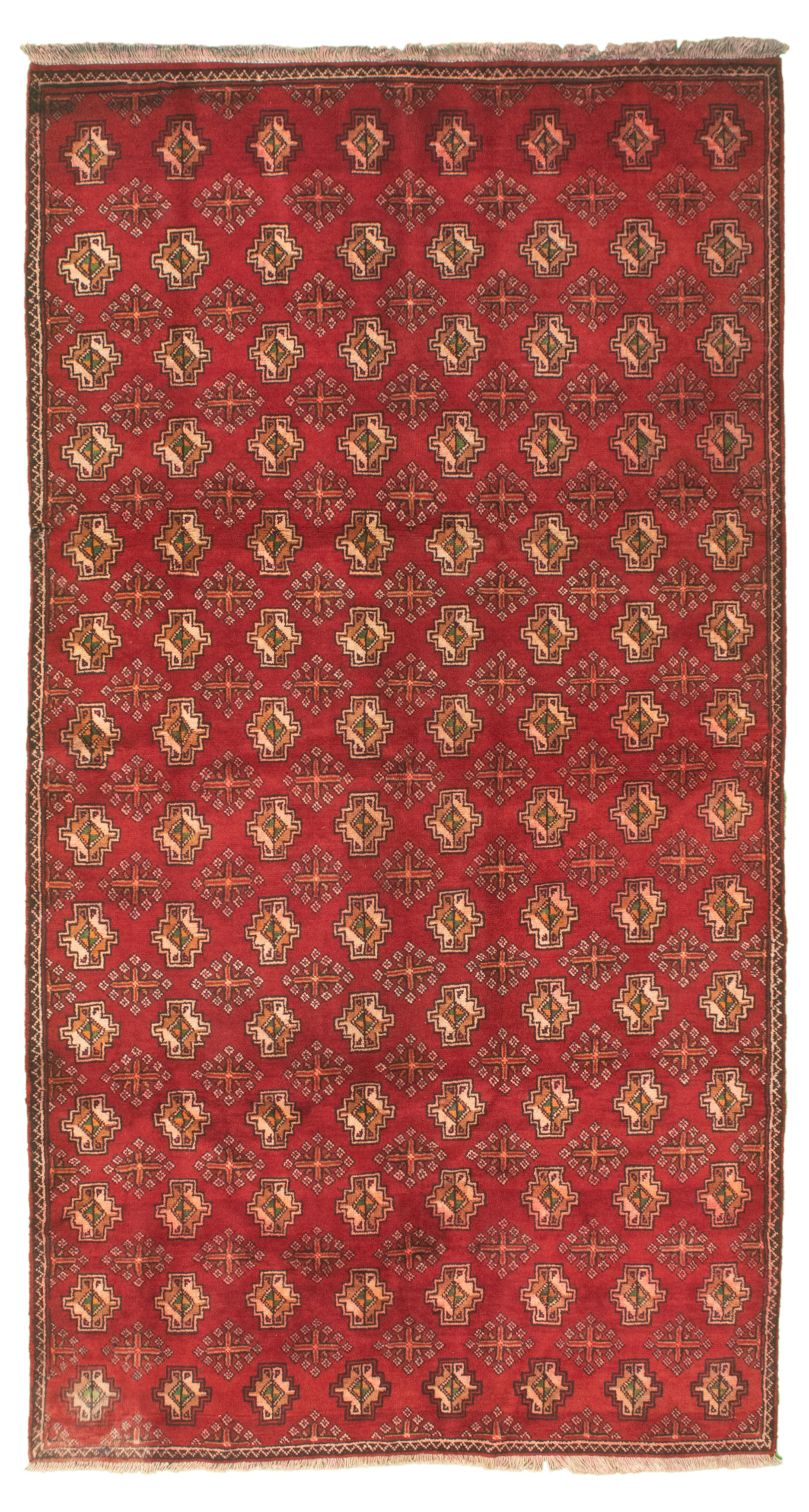 Hand-knotted Authentic Turkish Red Wool Rug 4'2" x 7'10" Size: 4'2" x 7'10"  