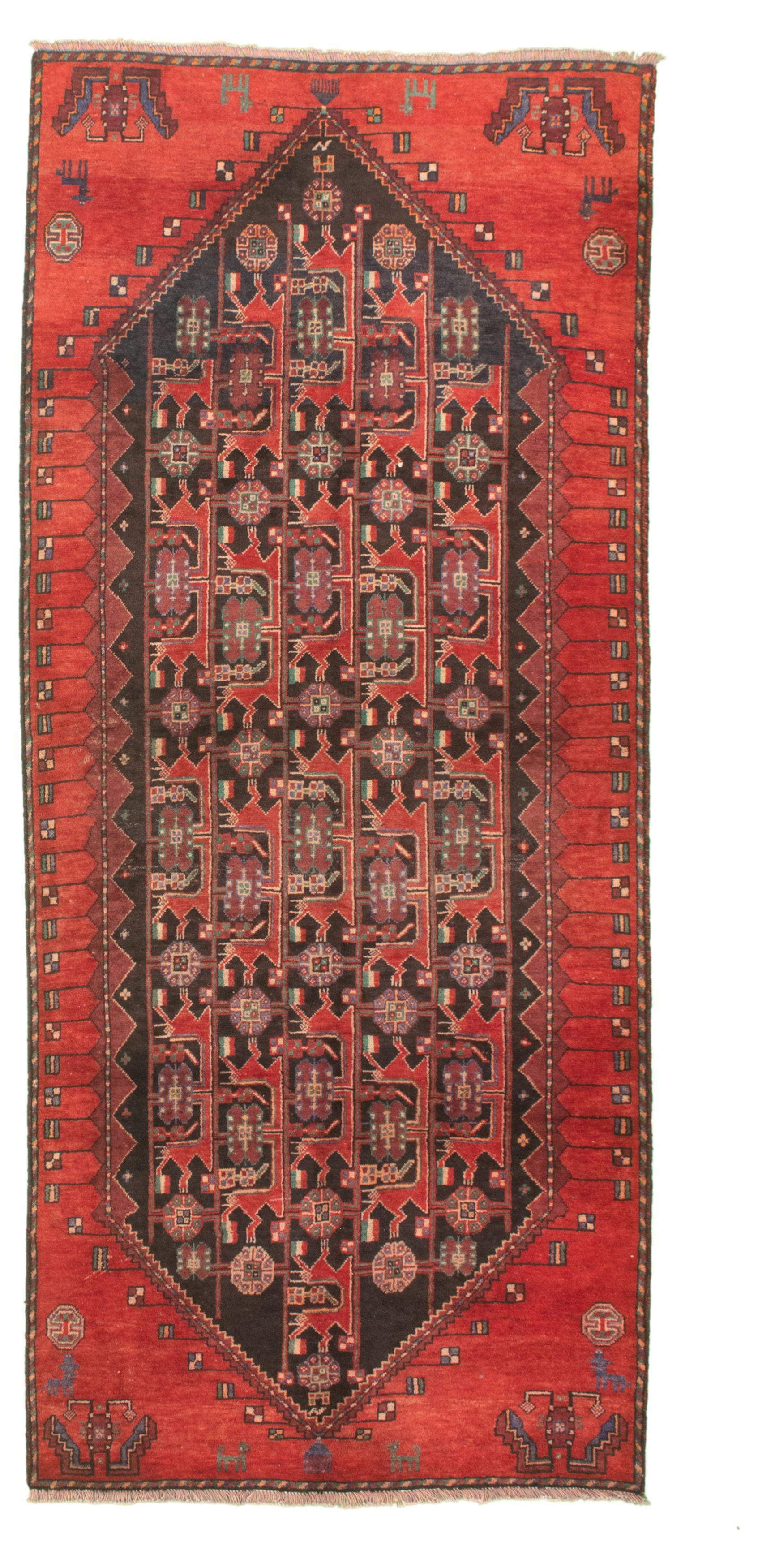 Hand-knotted Authentic Turkish Red Wool Rug 3'7" x 8'1" Size: 3'7" x 8'1"  