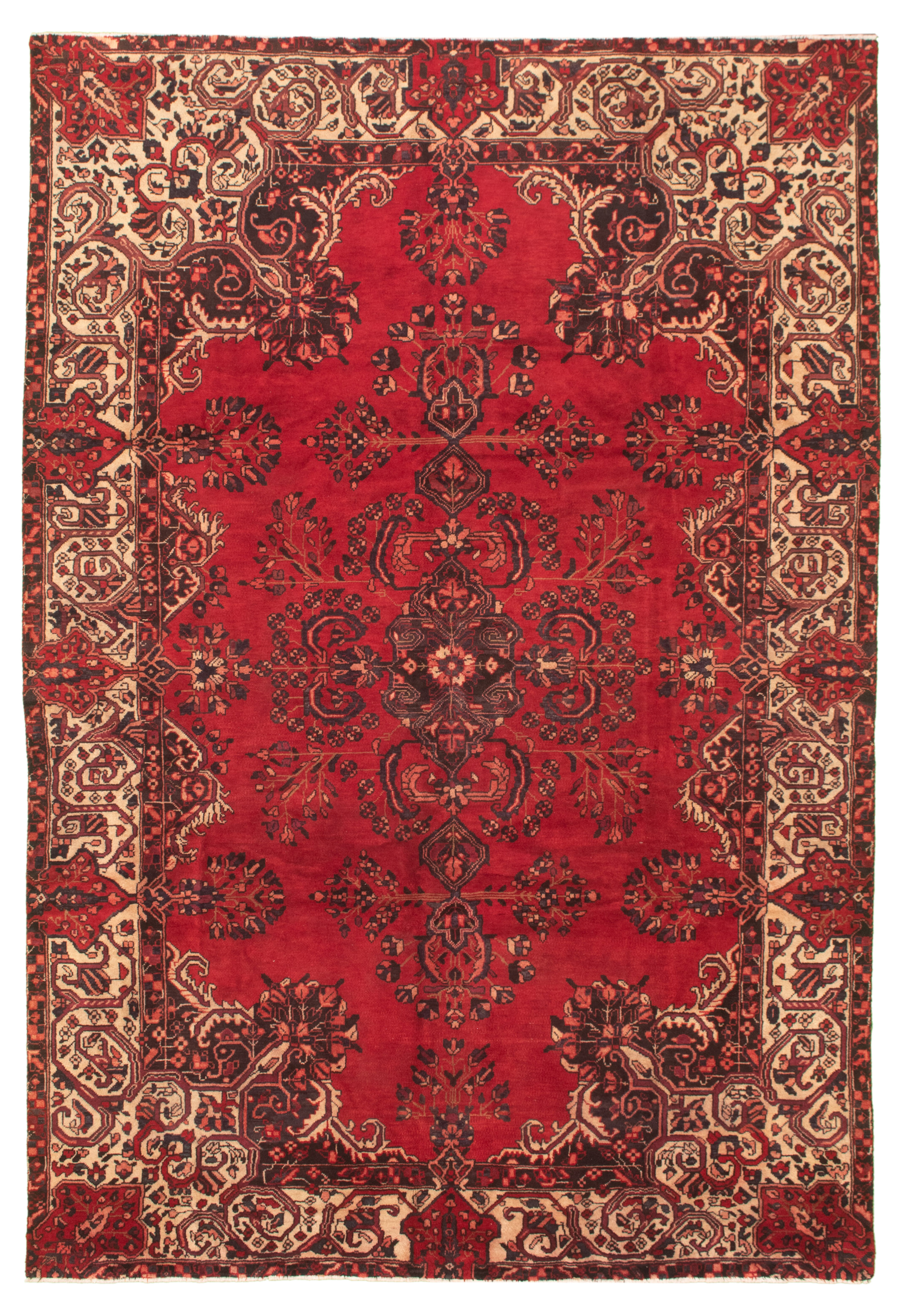 Hand-knotted Authentic Turkish Red Wool Rug 6'8" x 9'10" Size: 6'8" x 9'10"  
