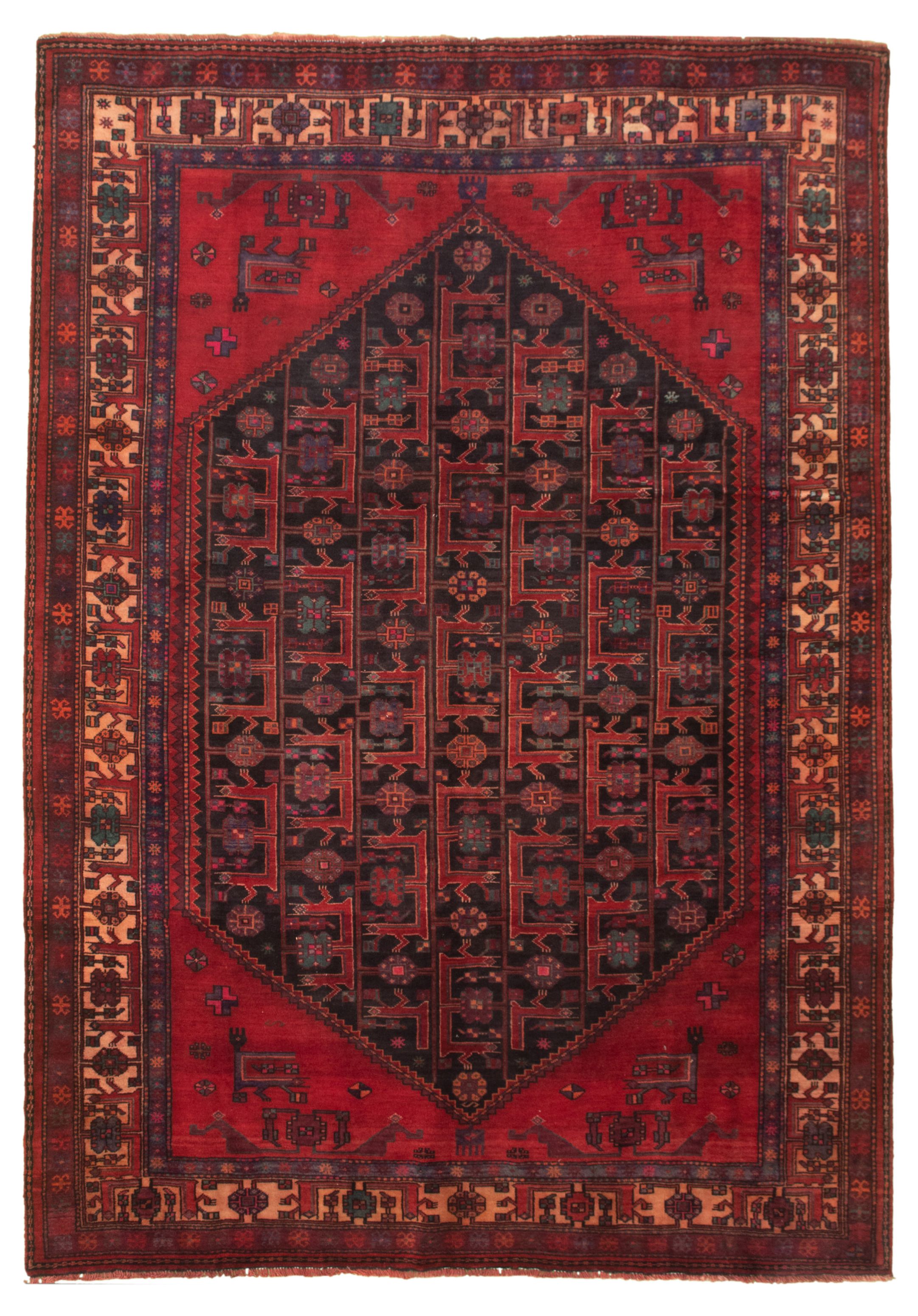 Hand-knotted Authentic Turkish Red Wool Rug 6'9" x 9'9" Size: 6'9" x 9'9"  