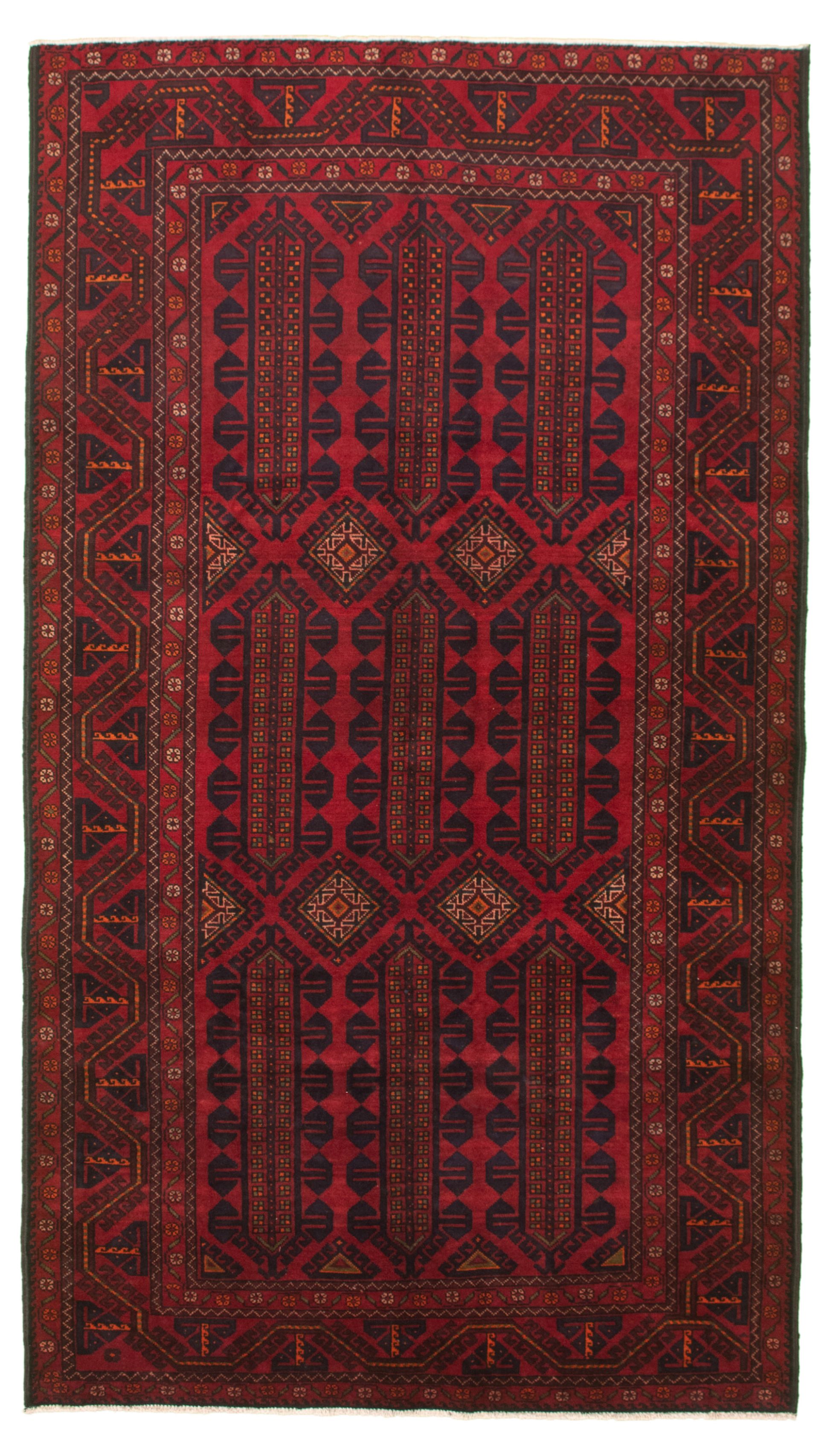 Hand-knotted Authentic Turkish Red Wool Rug 5'5" x 9'9" Size: 5'5" x 9'9"  
