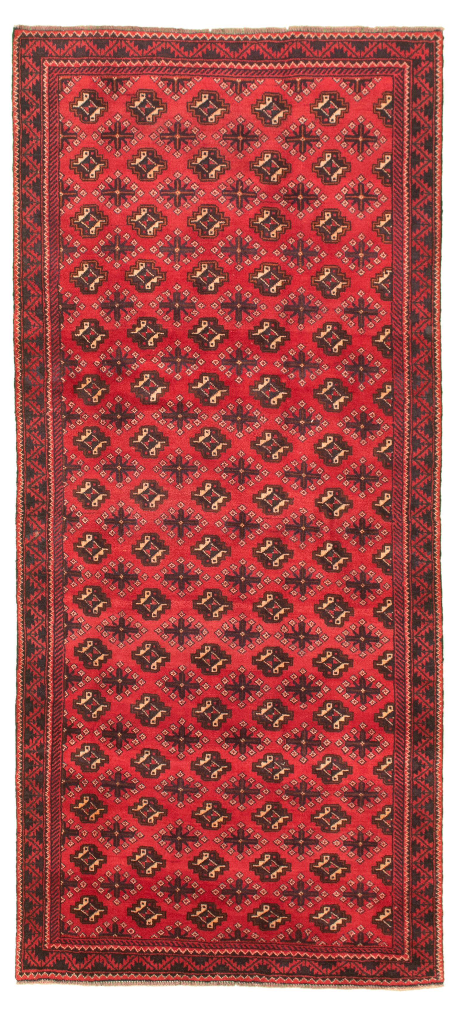 Hand-knotted Authentic Turkish Red Wool Rug 3'11" x 8'11" Size: 3'11" x 8'11"  
