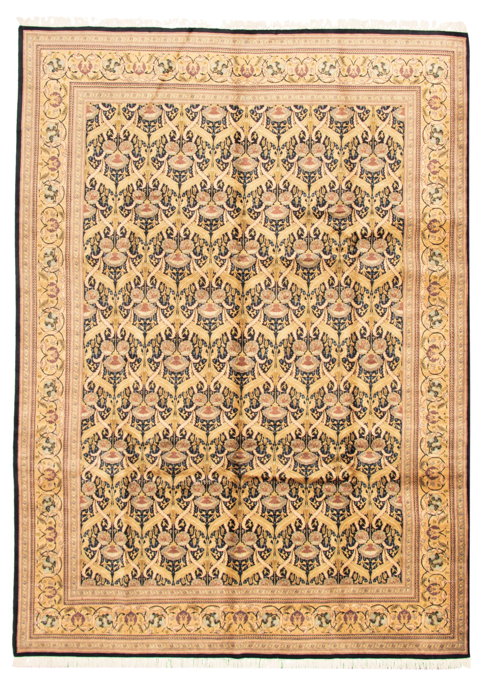 Hand-knotted Pako Persian 18/20 Black, Ivory Wool Rug 9'0" x 12'3" Size: 9'0" x 12'3"  