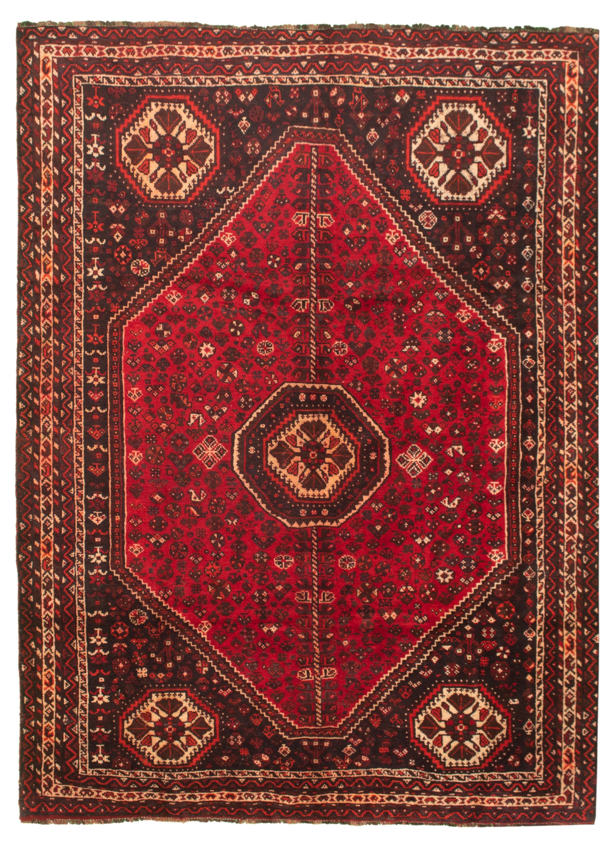 Hand-knotted Authentic Turkish Red Wool Rug 6'8" x 9'6" Size: 6'8" x 9'6"  