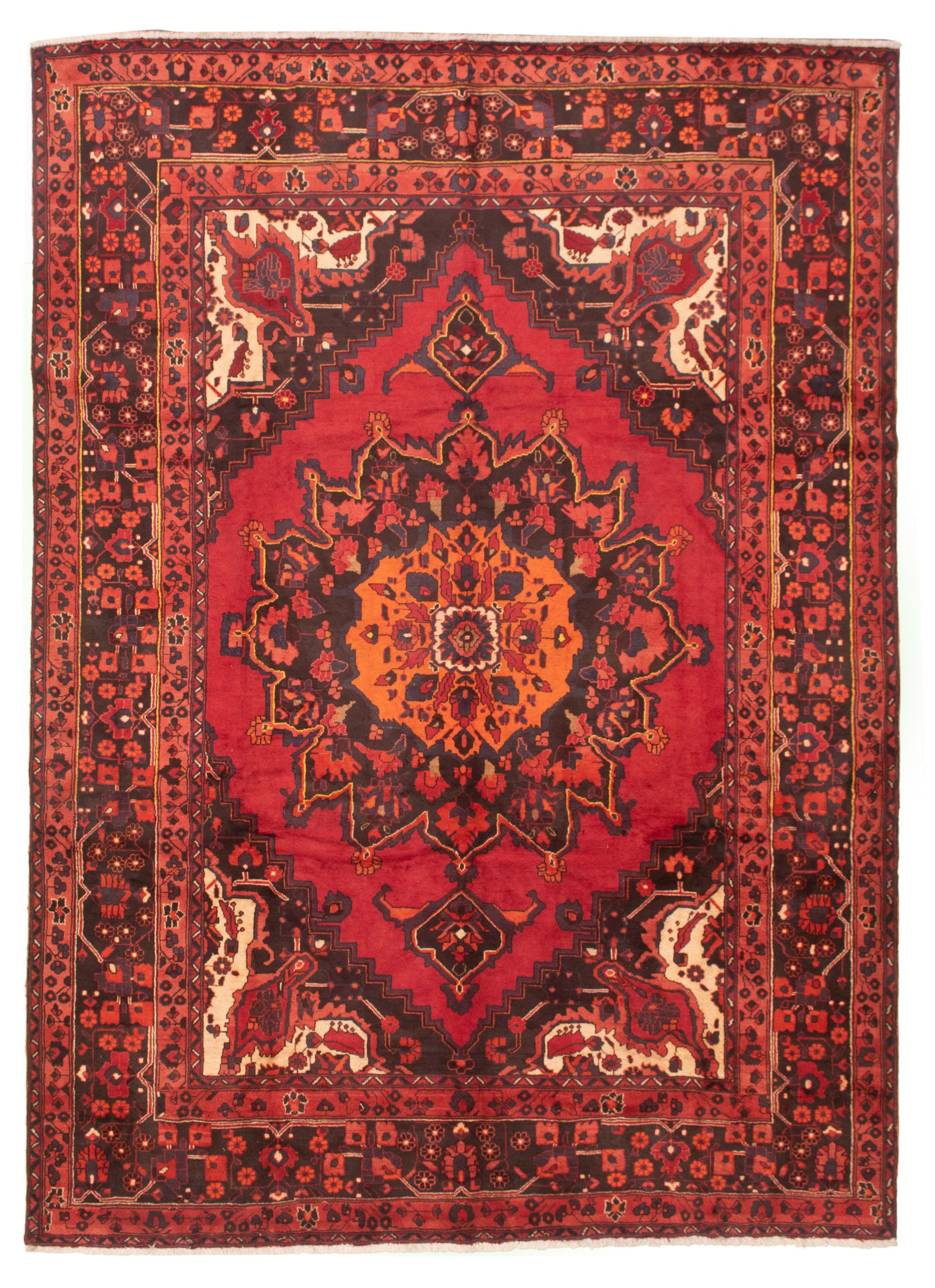 Hand-knotted Authentic Turkish Red Wool Rug 7'5" x 10'5" Size: 7'5" x 10'5"  