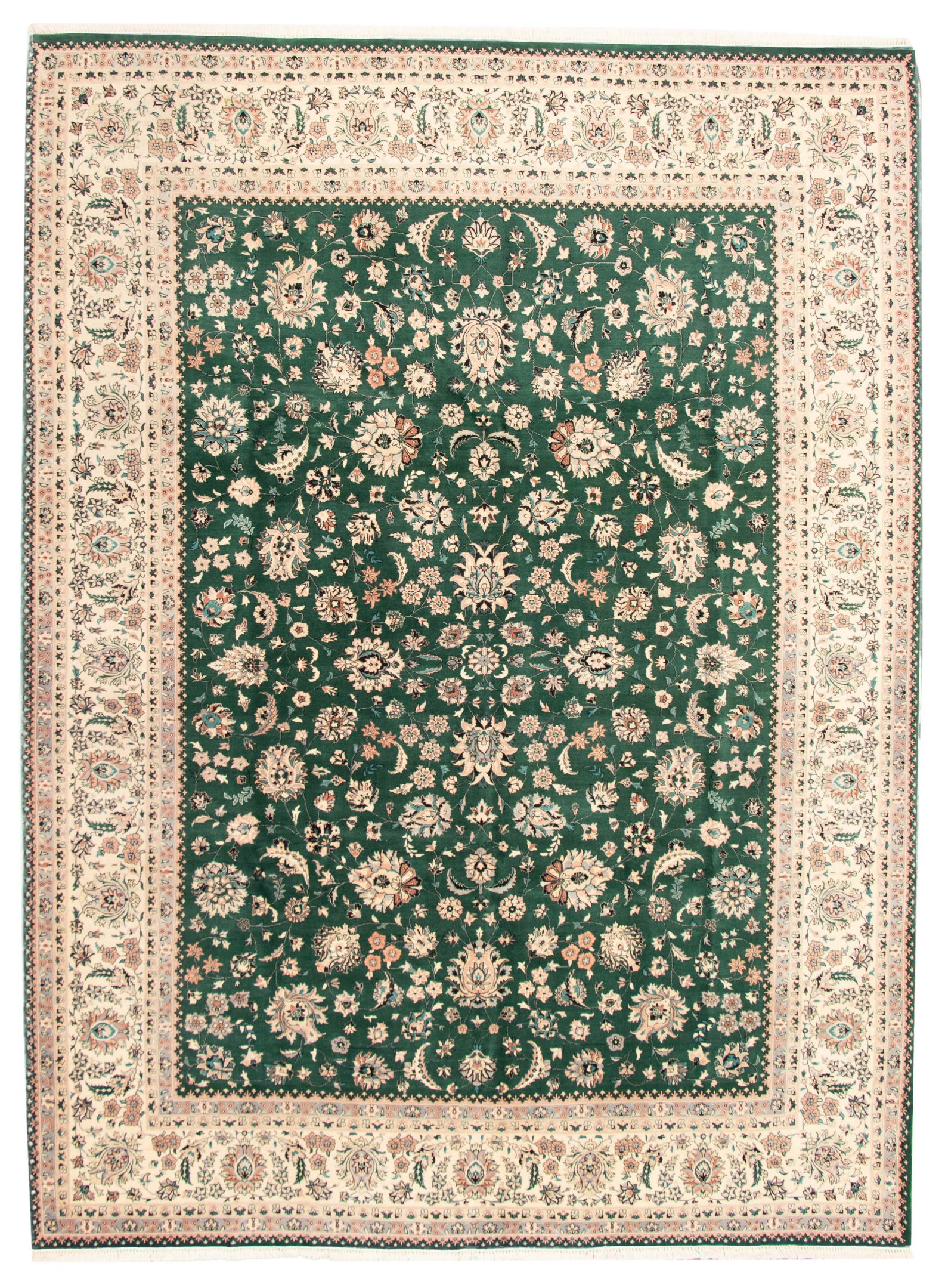 Hand-knotted Pako Persian 18/20 Dark Green Wool Rug 9'0" x 12'2" Size: 9'0" x 12'2"  