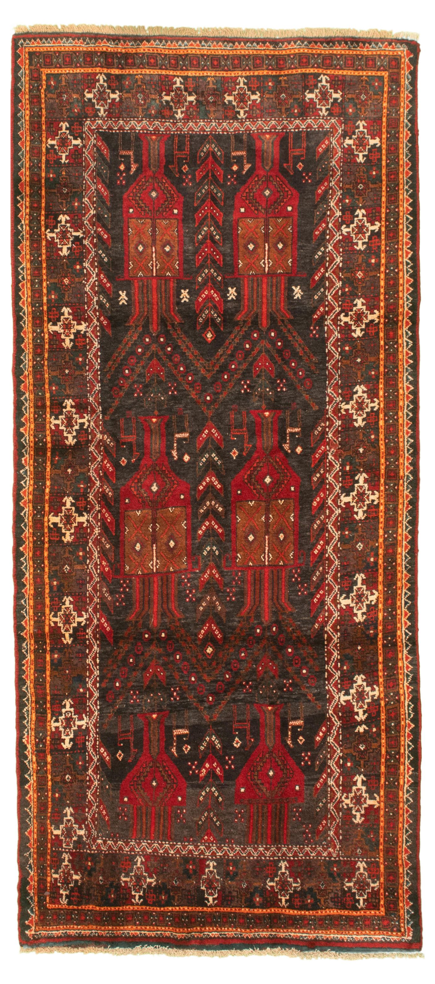 Hand-knotted Authentic Turkish Black Wool Rug 3'9" x 8'6" Size: 3'9" x 8'6"  