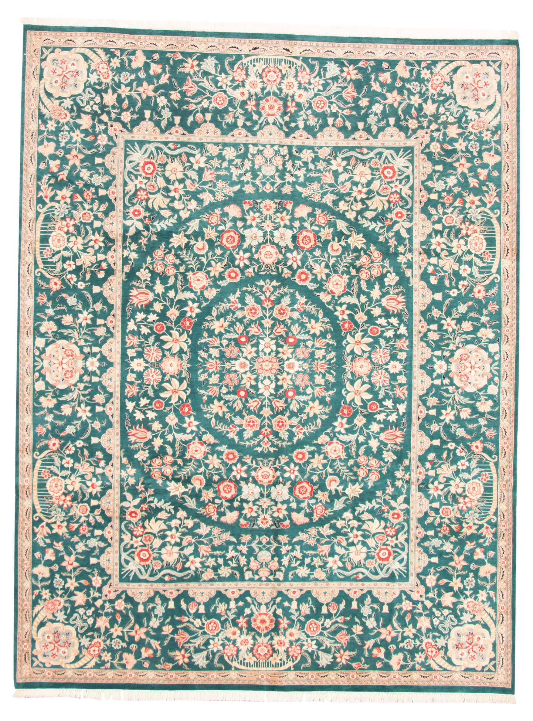 Hand-knotted Pako Persian 18/20 Teal Wool Rug 9'3" x 12'1" Size: 9'3" x 12'1"  
