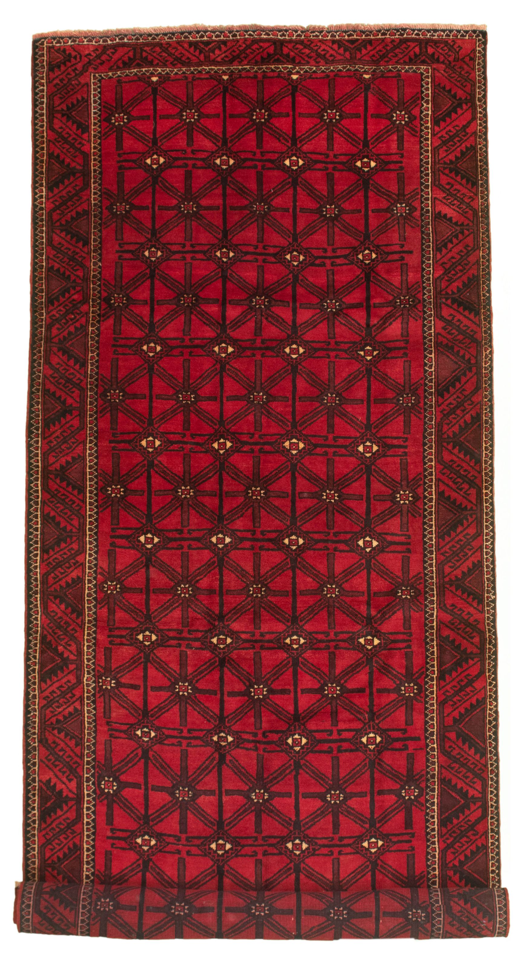 Hand-knotted Authentic Turkish Red Wool Rug 4'9" x 9'9"  Size: 4'9" x 9'9"  