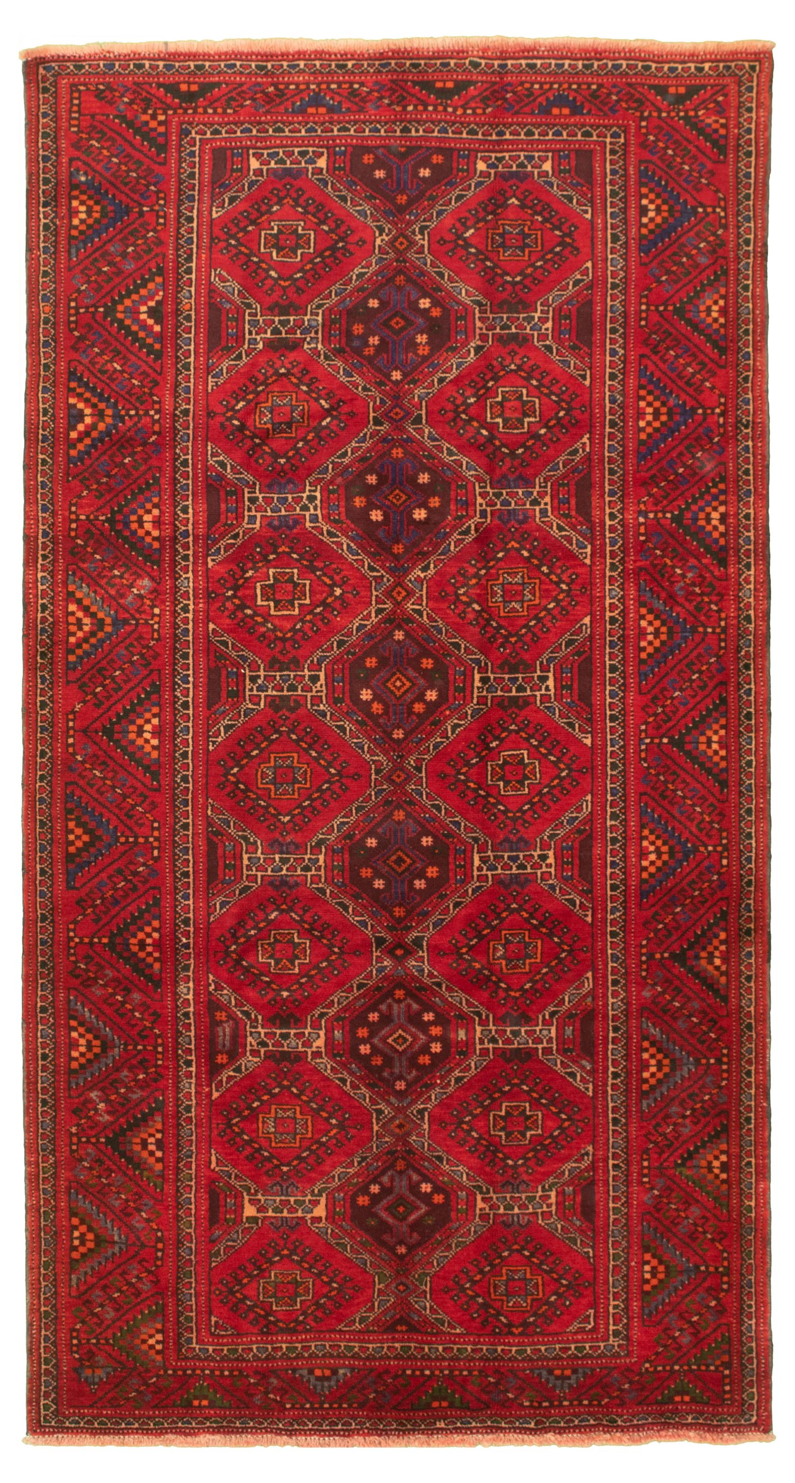 Hand-knotted Authentic Turkish Red Wool Rug 5'0" x 9'5" Size: 5'0" x 9'5"  