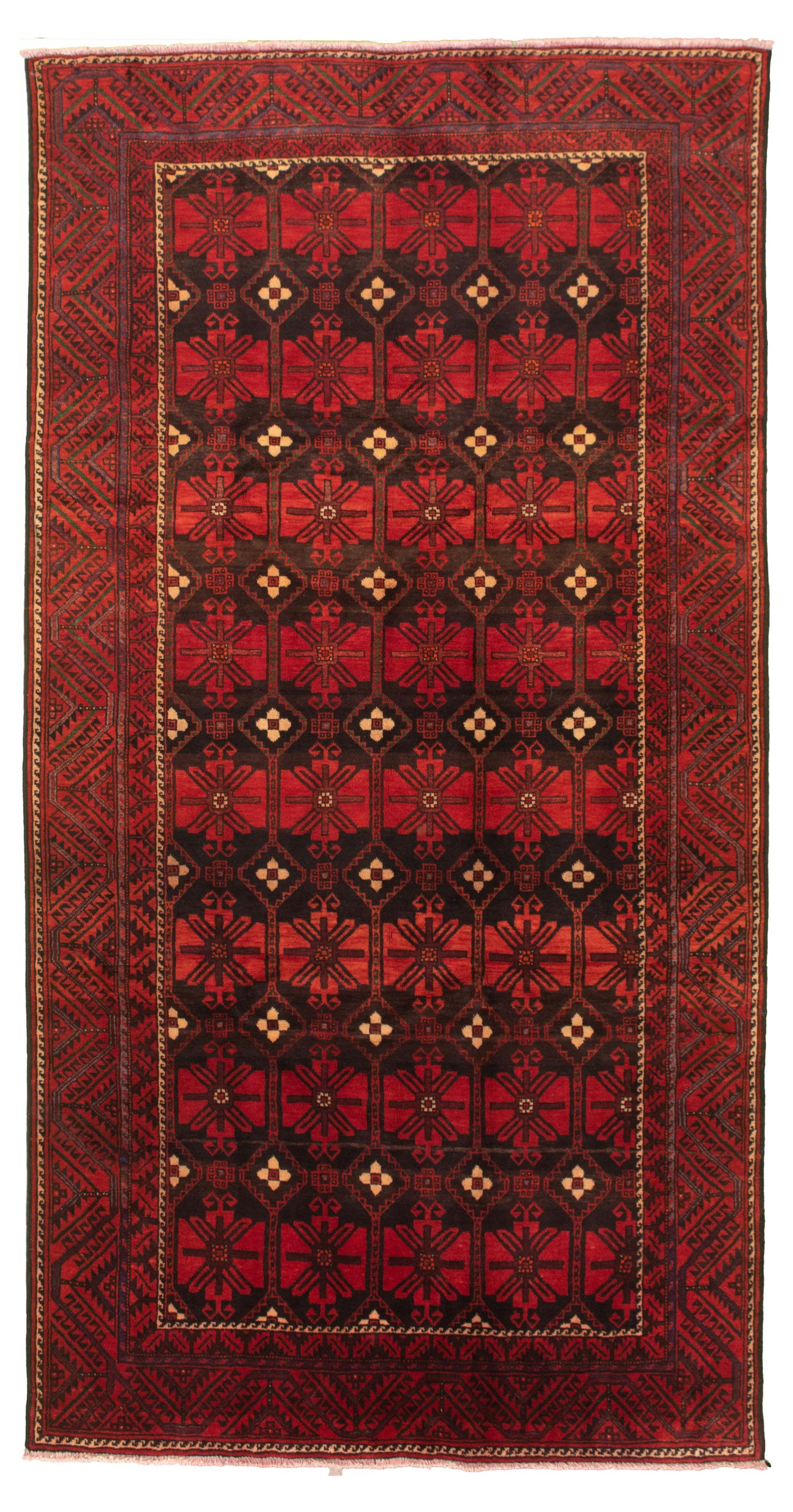 Hand-knotted Authentic Turkish Red Wool Rug 5'1" x 10'2" Size: 5'1" x 10'2"  