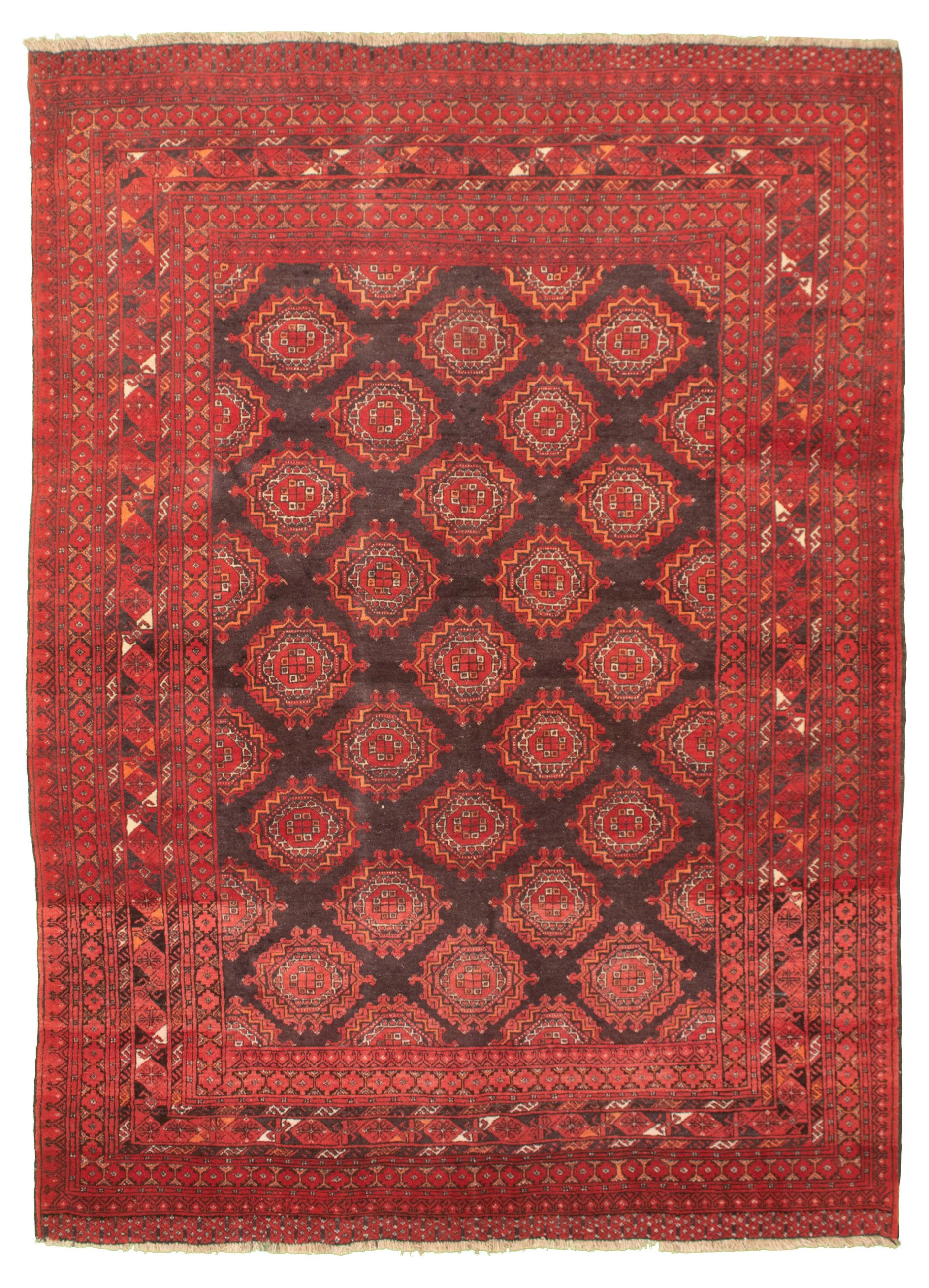 Hand-knotted Authentic Turkish Red Wool Rug 6'7" x 9'0" Size: 6'7" x 9'0"  