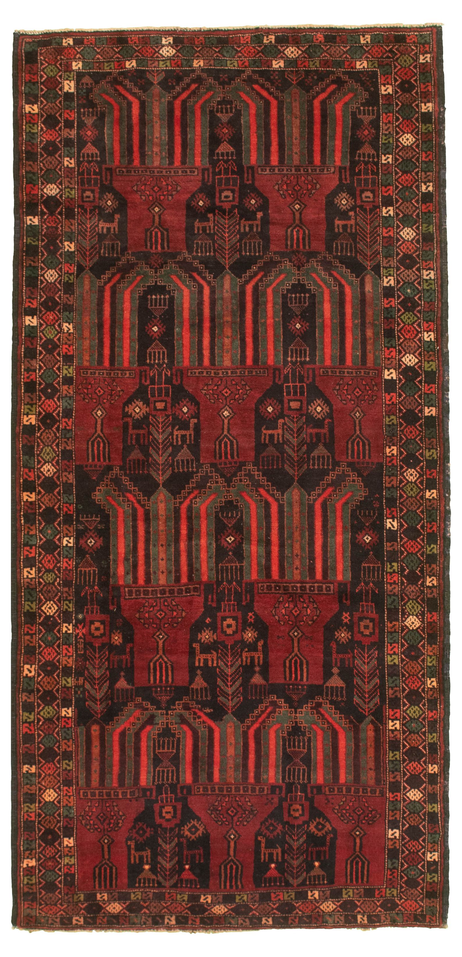 Hand-knotted Authentic Turkish Red Wool Rug 4'2" x 8'8" Size: 4'2" x 8'8"  
