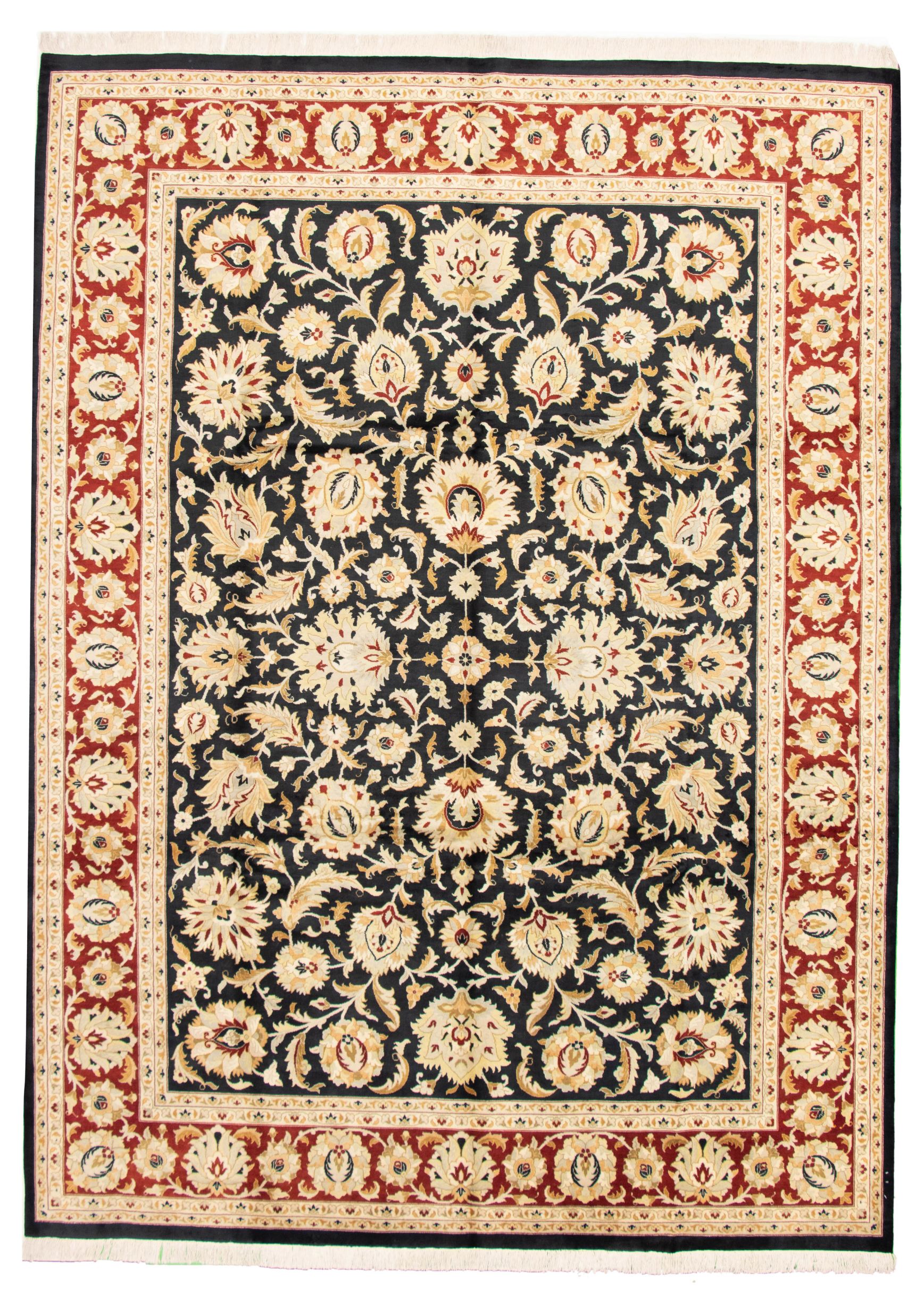 Hand-knotted Pako Persian 18/20 Black Wool Rug 9'1" x 12'5" Size: 9'1" x 12'5"  