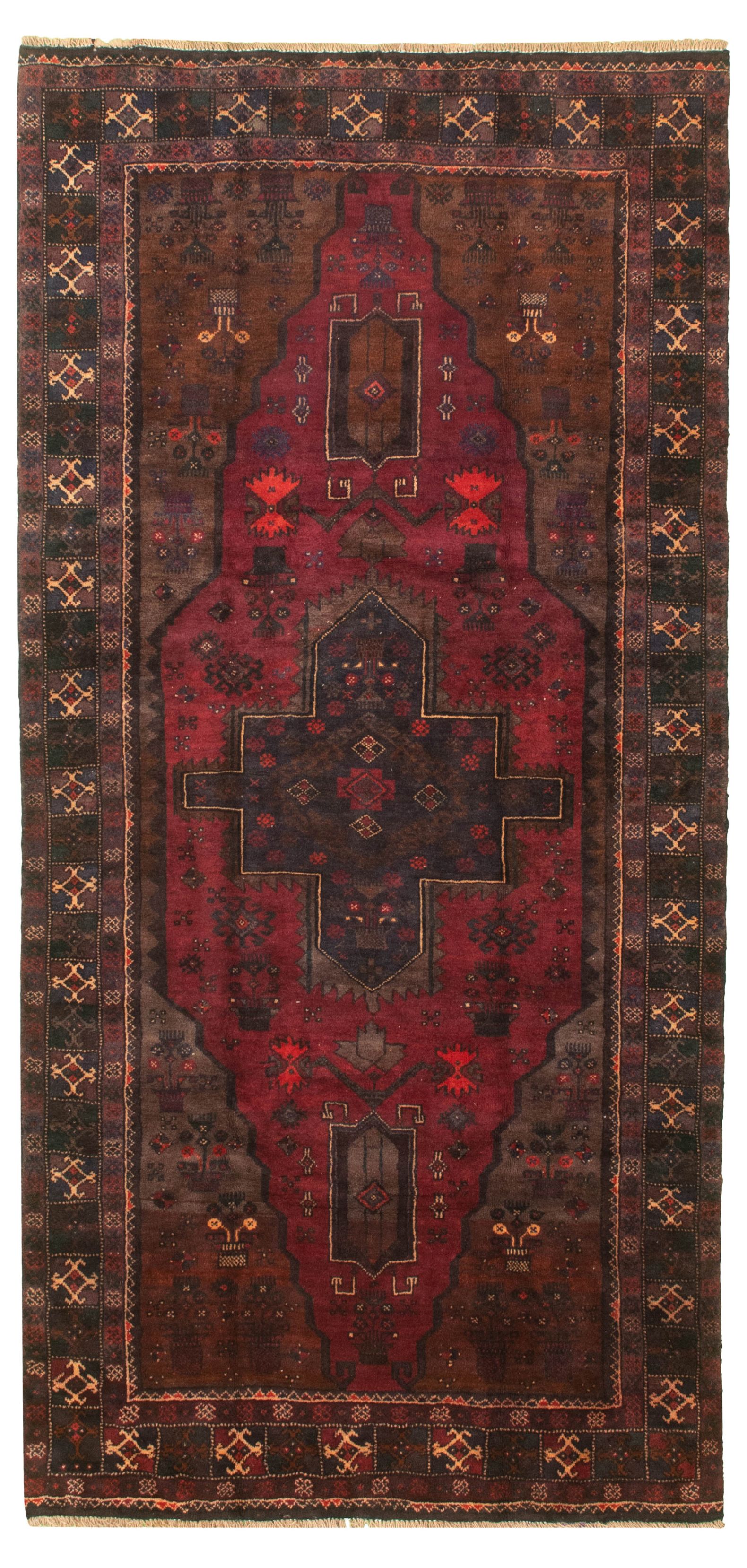 Hand-knotted Authentic Turkish Burgundy Wool Rug 4'2" x 9'0" Size: 4'2" x 9'0"  