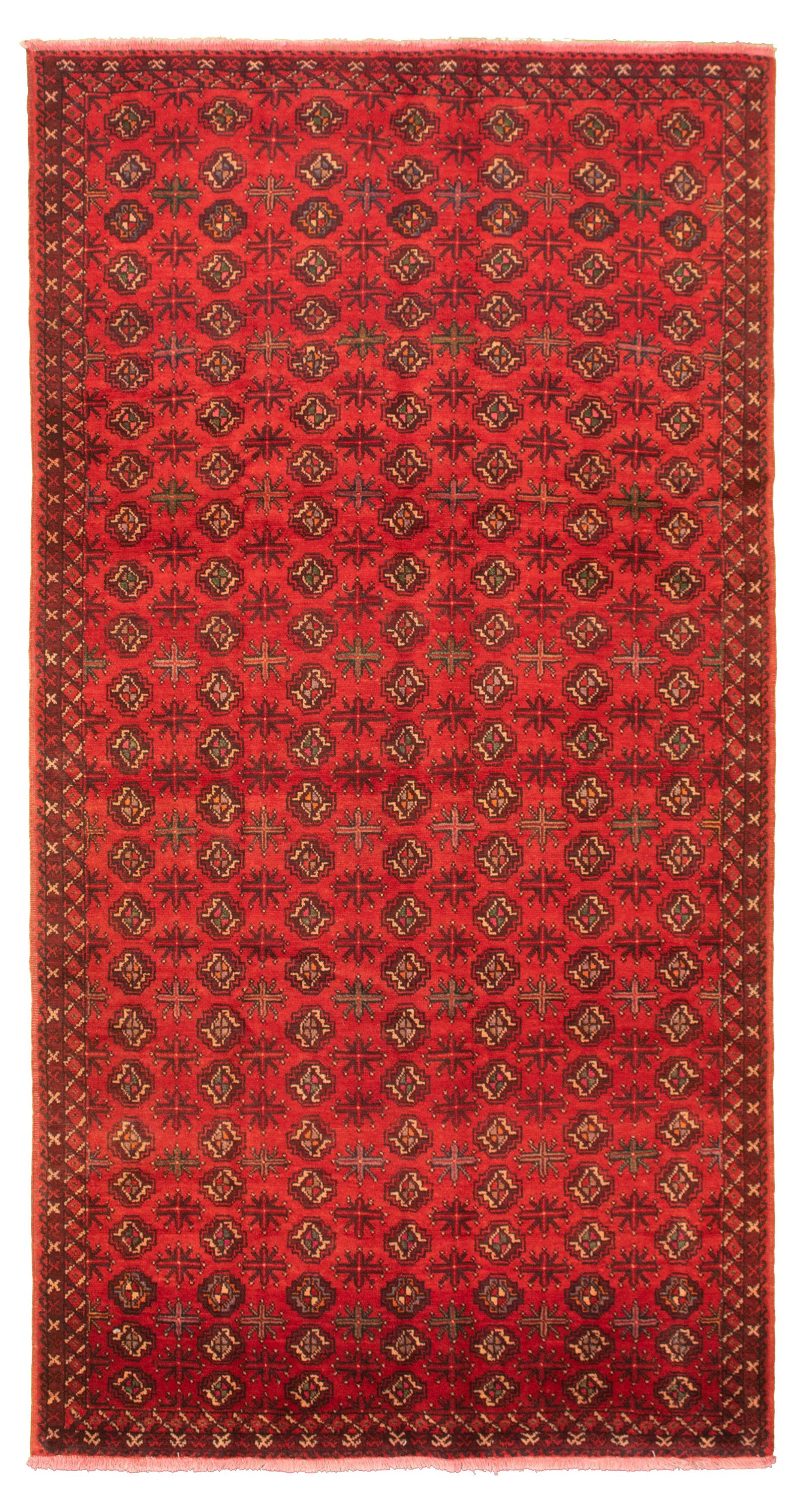 Hand-knotted Authentic Turkish Red Wool Rug 5'0" x 10'1" Size: 5'0" x 10'1"  