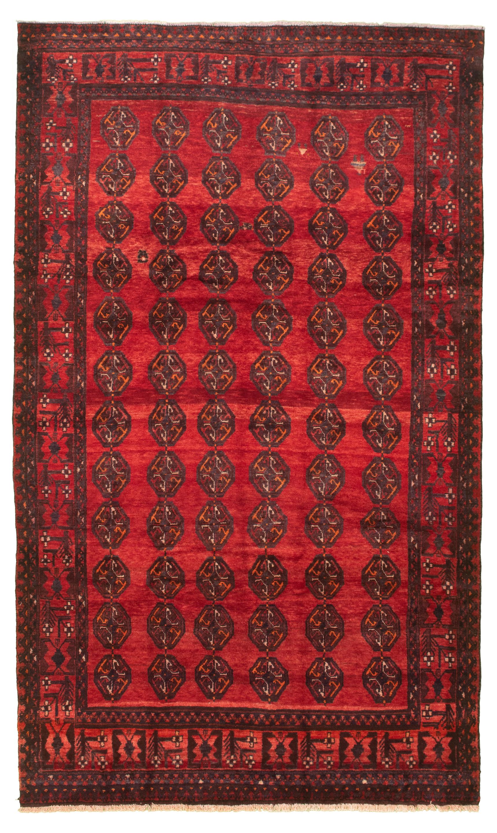 Hand-knotted Authentic Turkish Red Wool Rug 5'6" x 9'5" Size: 5'6" x 9'5"  