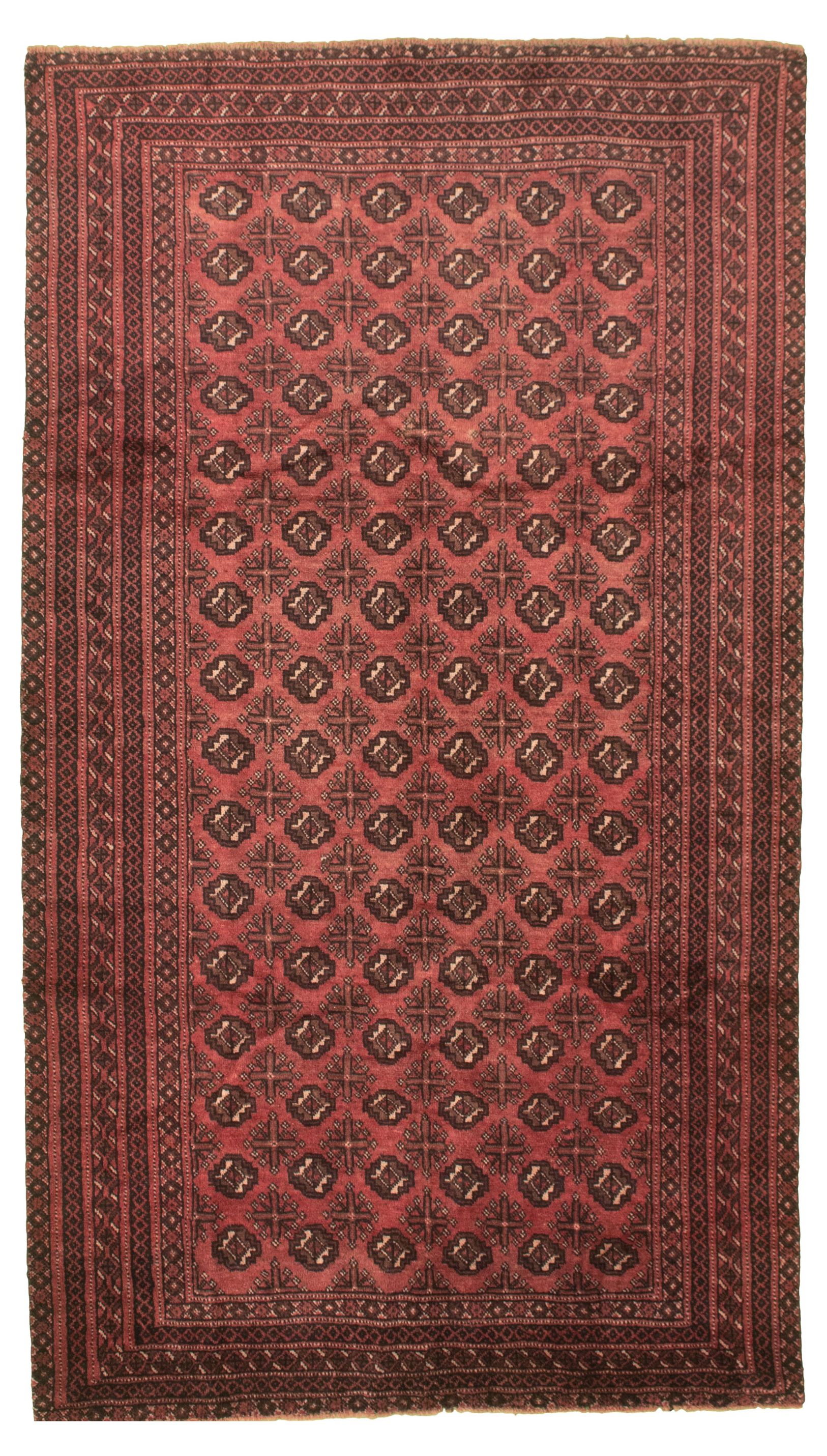 Hand-knotted Authentic Turkish Red Wool Rug 5'4" x 9'3" Size: 5'4" x 9'3"  