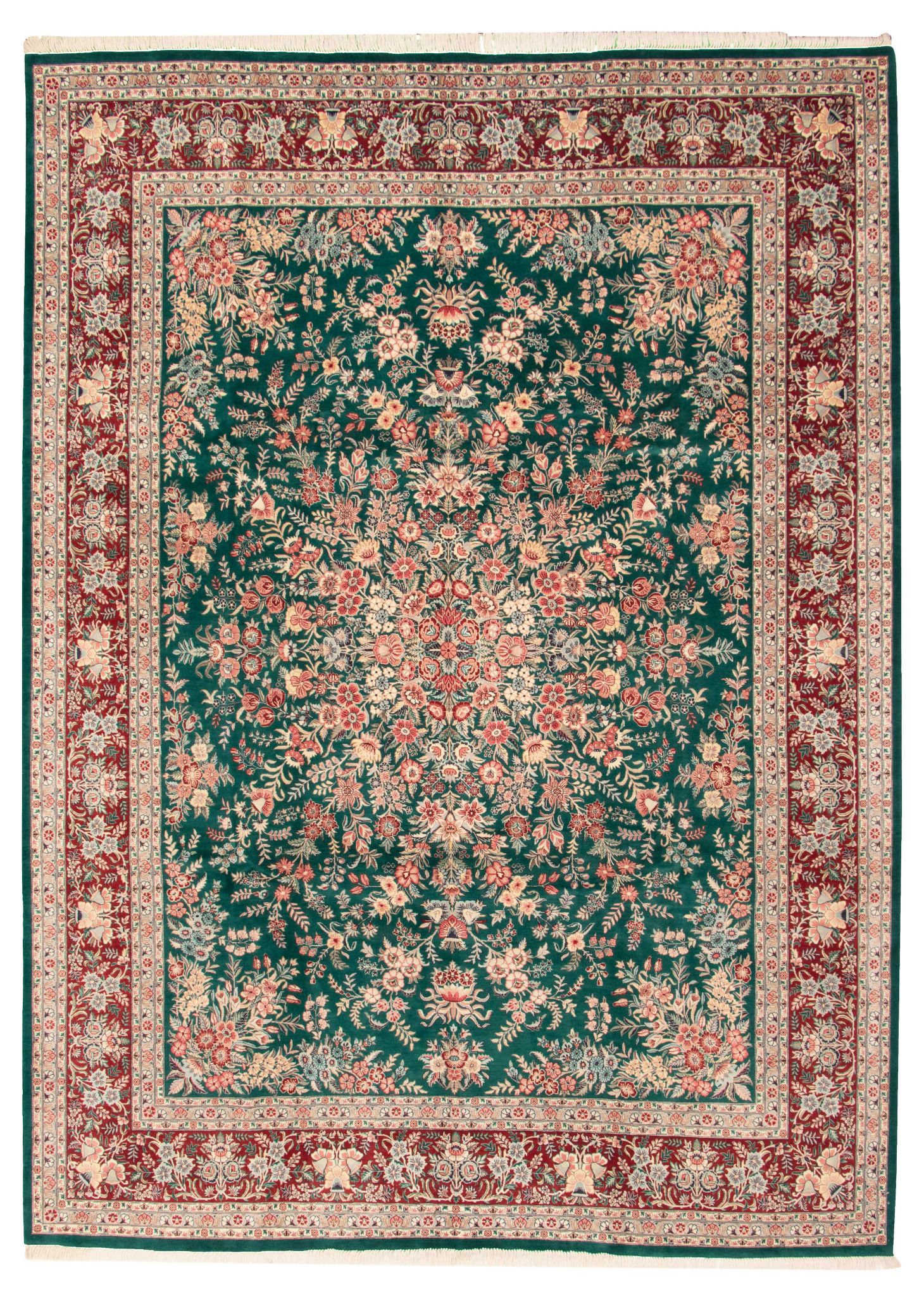 Hand-knotted Pako Persian 18/20 Green Wool Rug 9'0" x 12'5" Size: 9'0" x 12'5"  
