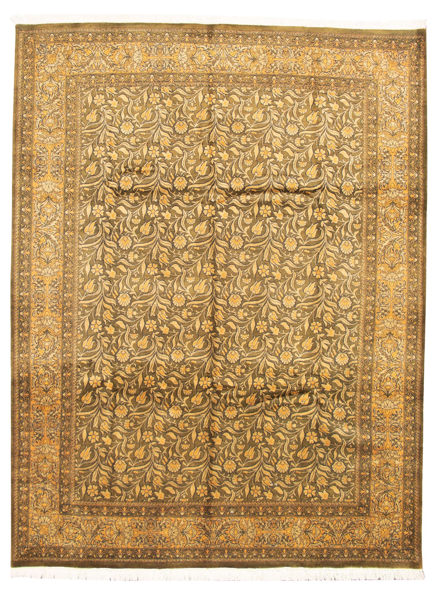 Hand-knotted Pako Persian 18/20 Olive Wool Rug 9'1" x 11'10" Size: 9'1" x 11'10"  